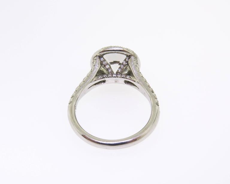 Diamond Platinum Halo Engagement Ring For Sale at 1stdibs