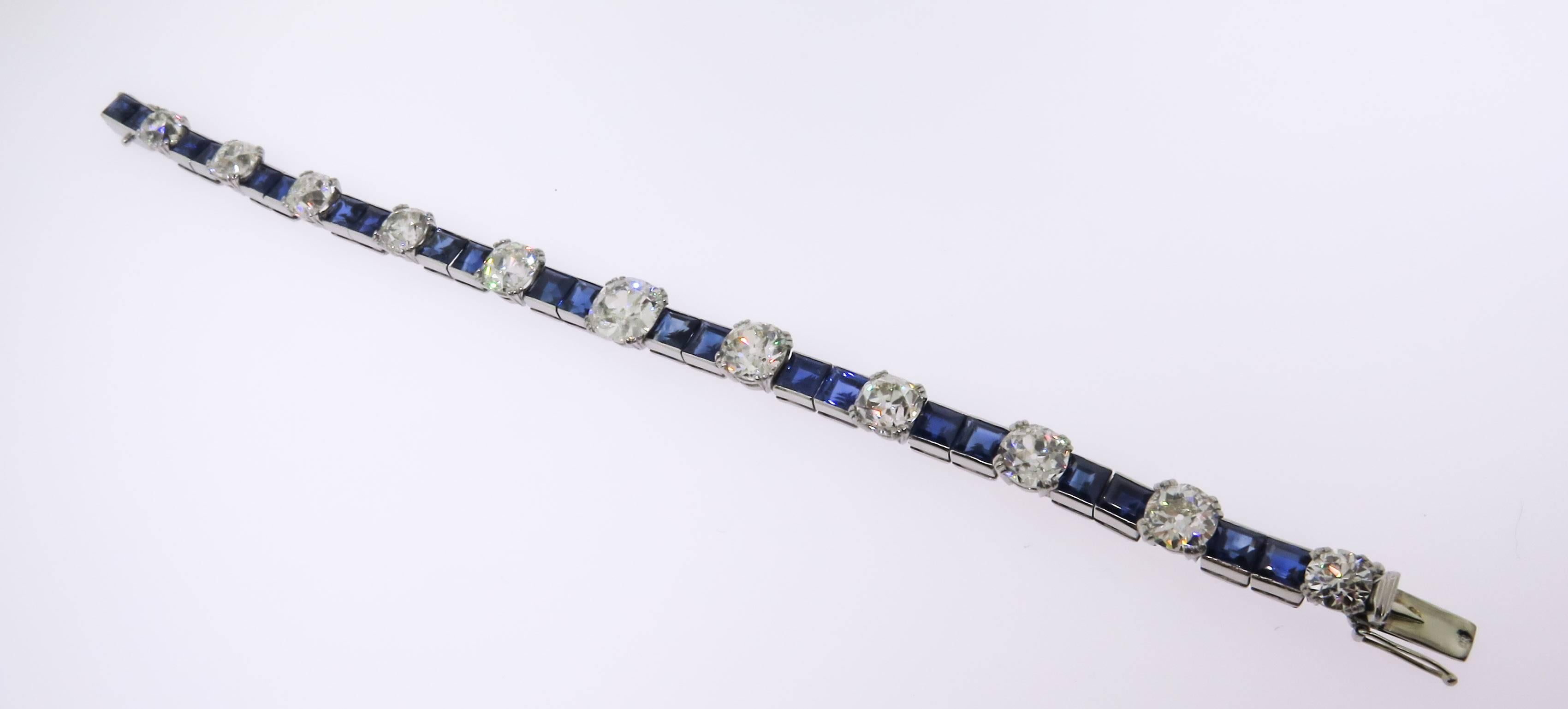 Artisan Sapphire Diamond Platinum Bracelet