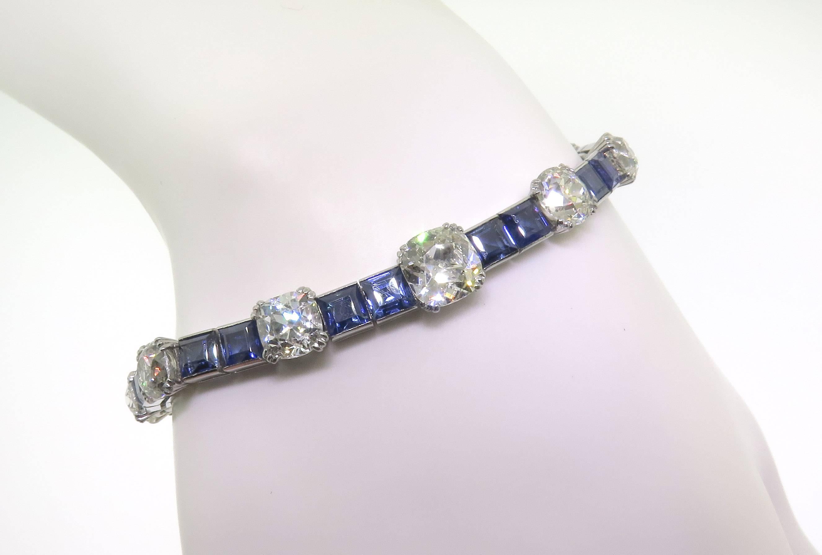 Women's Sapphire Diamond Platinum Bracelet