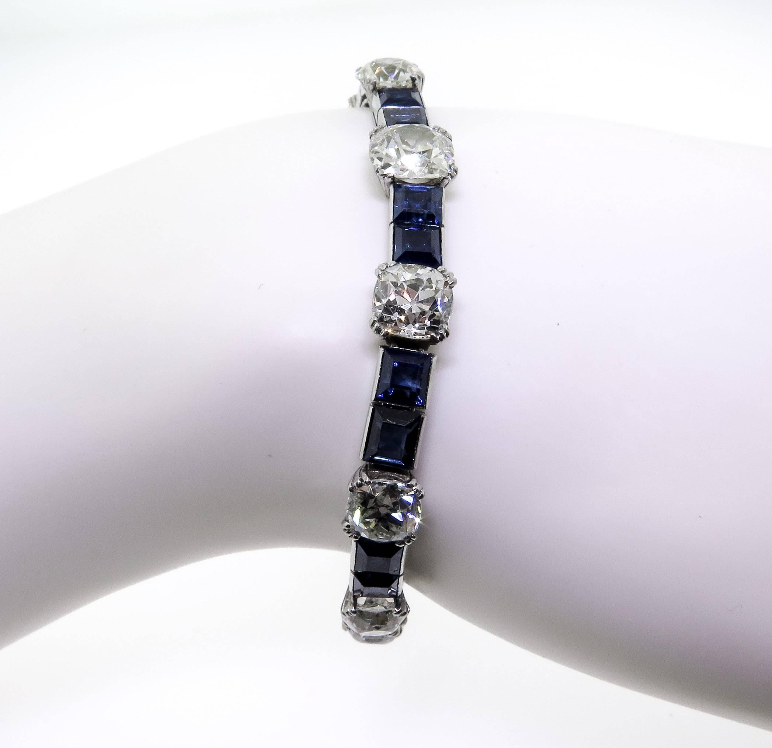 Sapphire Diamond Platinum Bracelet 1