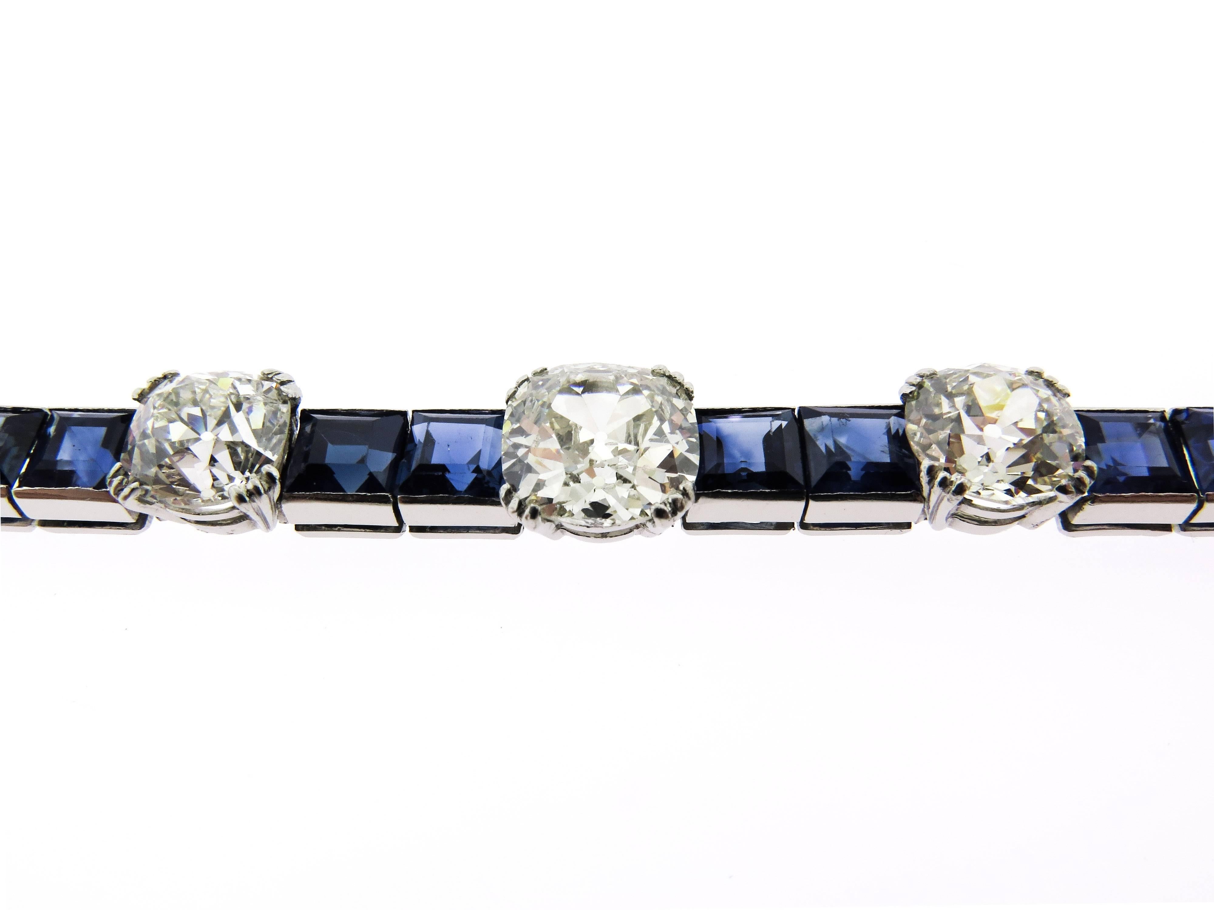 Sapphire Diamond Platinum Bracelet 4