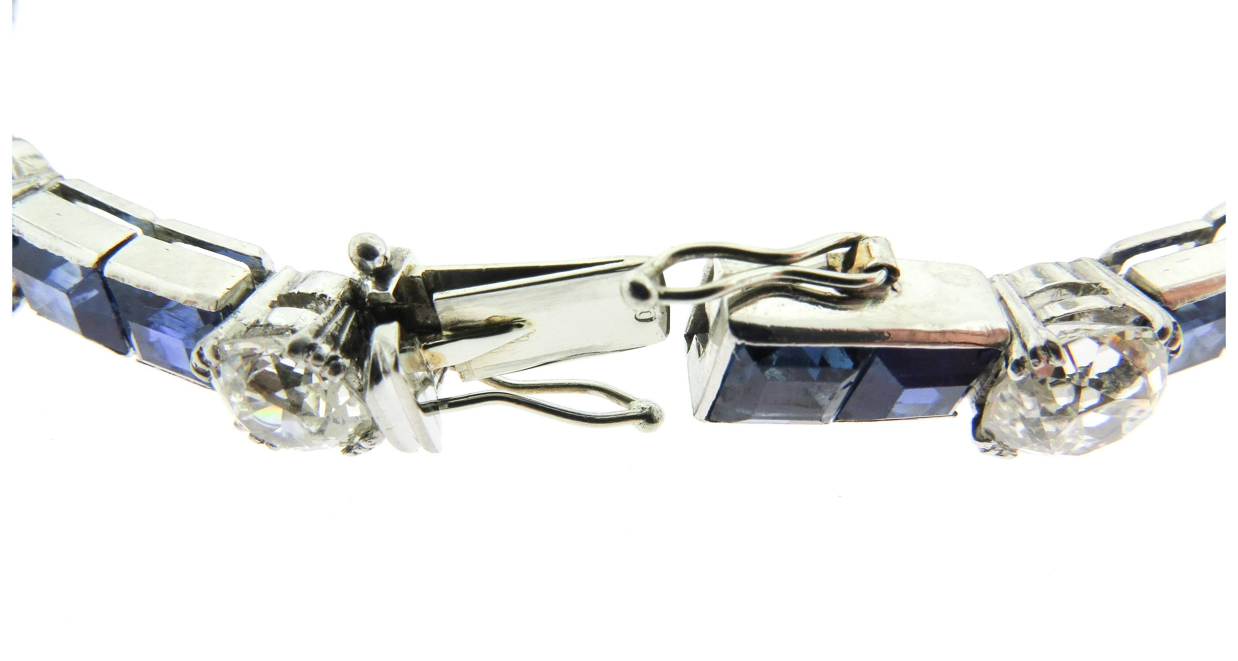 Sapphire Diamond Platinum Bracelet 3