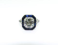 Sapphire Diamond Platinum Engagement Ring