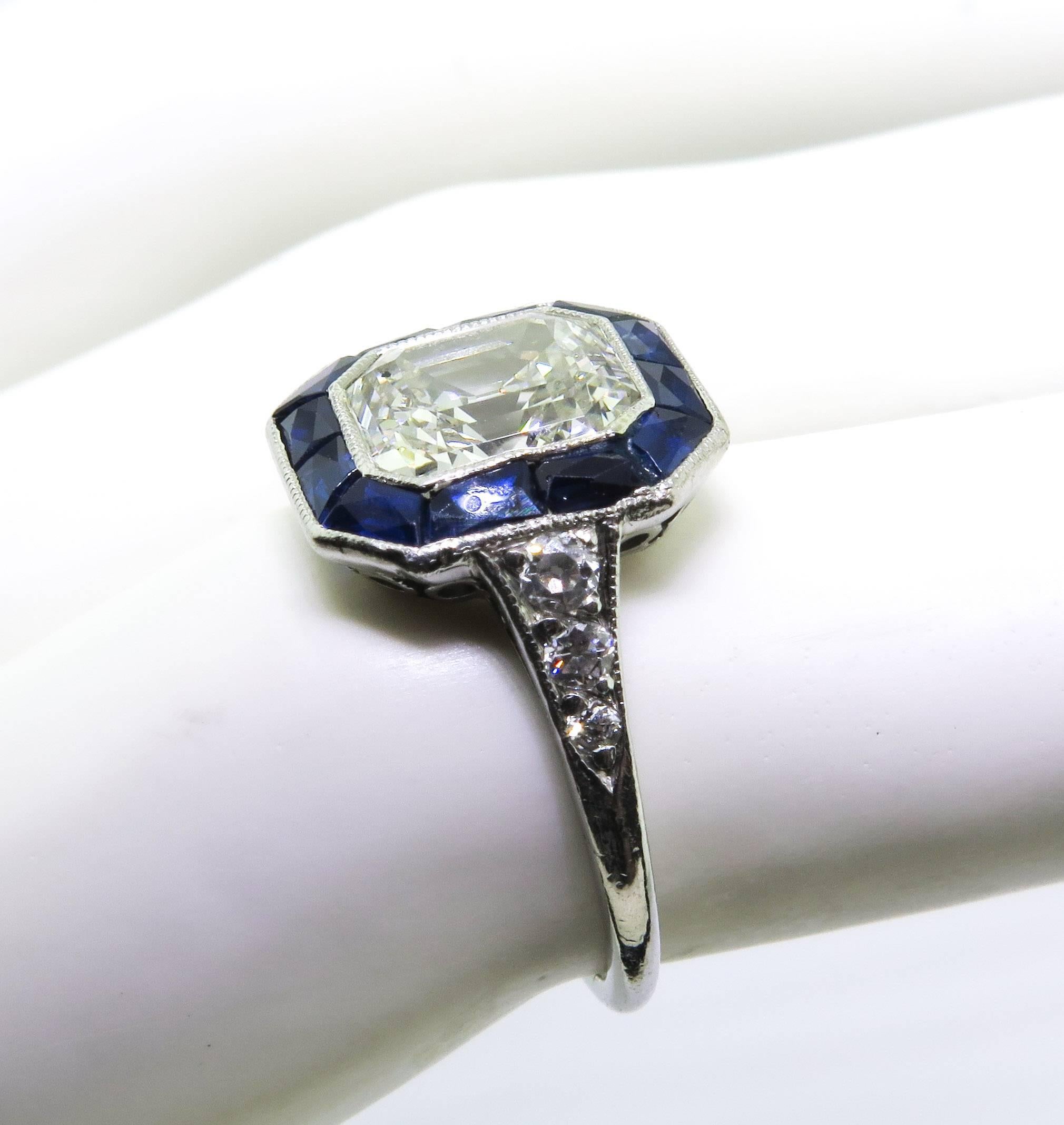 Sapphire Diamond Platinum Engagement Ring 3