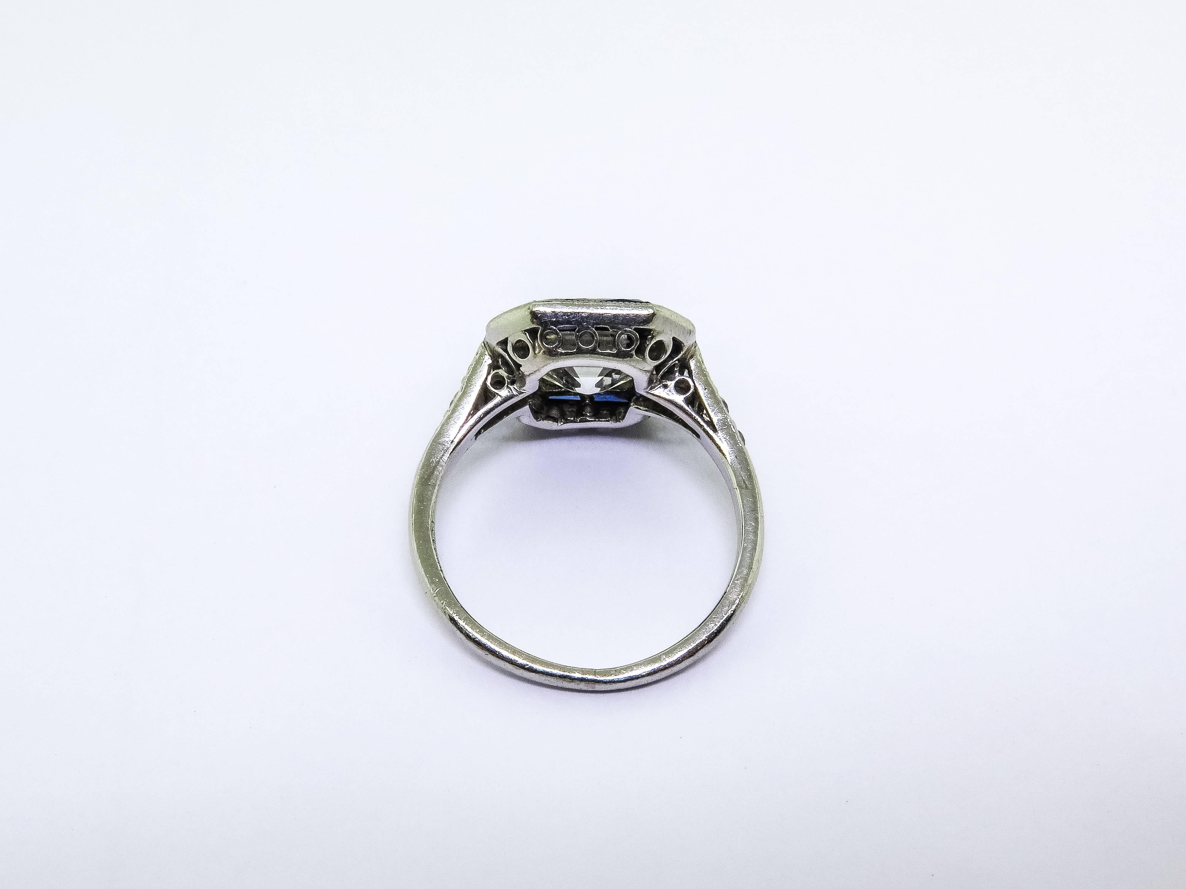 Sapphire Diamond Platinum Engagement Ring 1