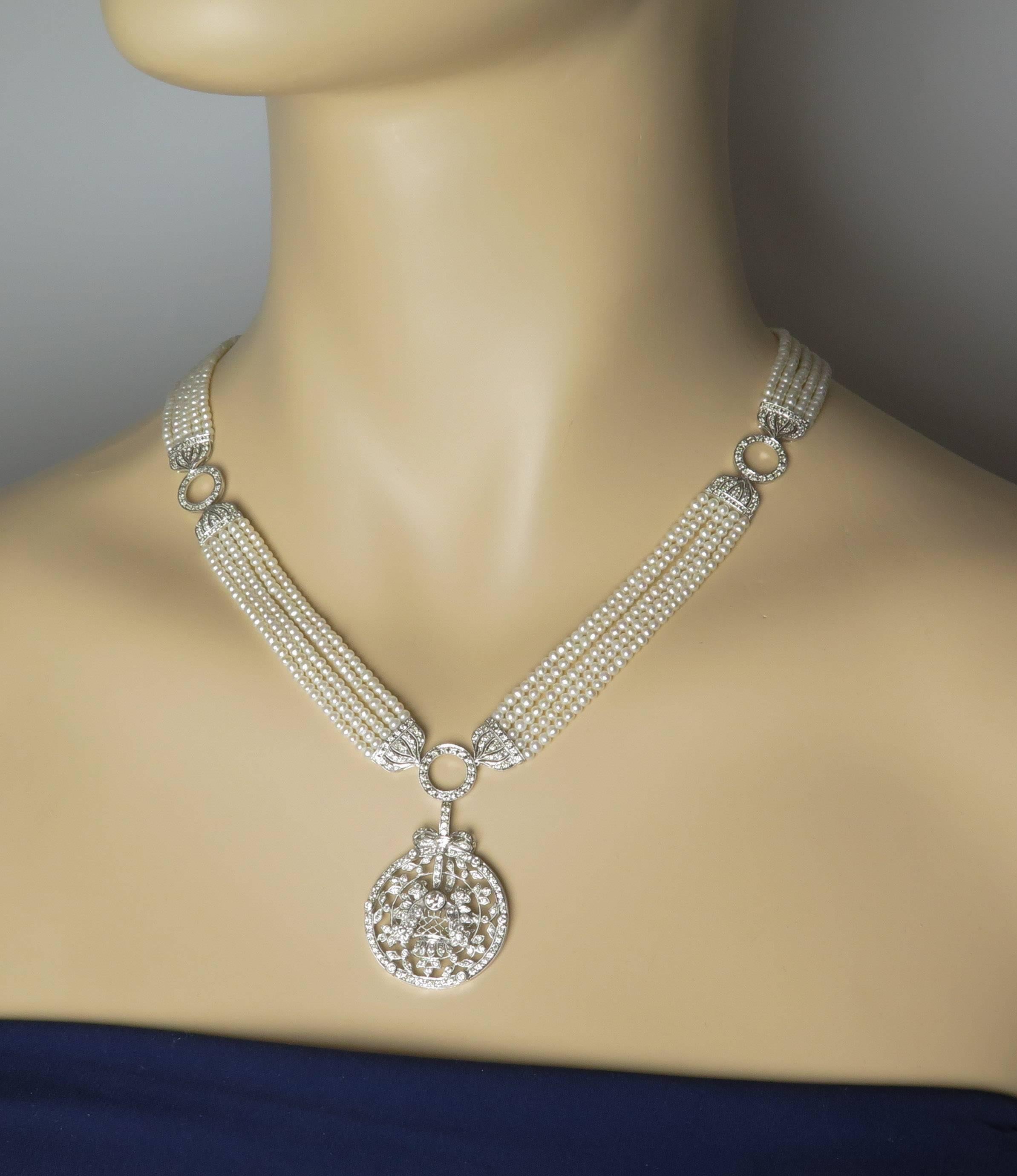Pearls Necklace with filigree drop  2