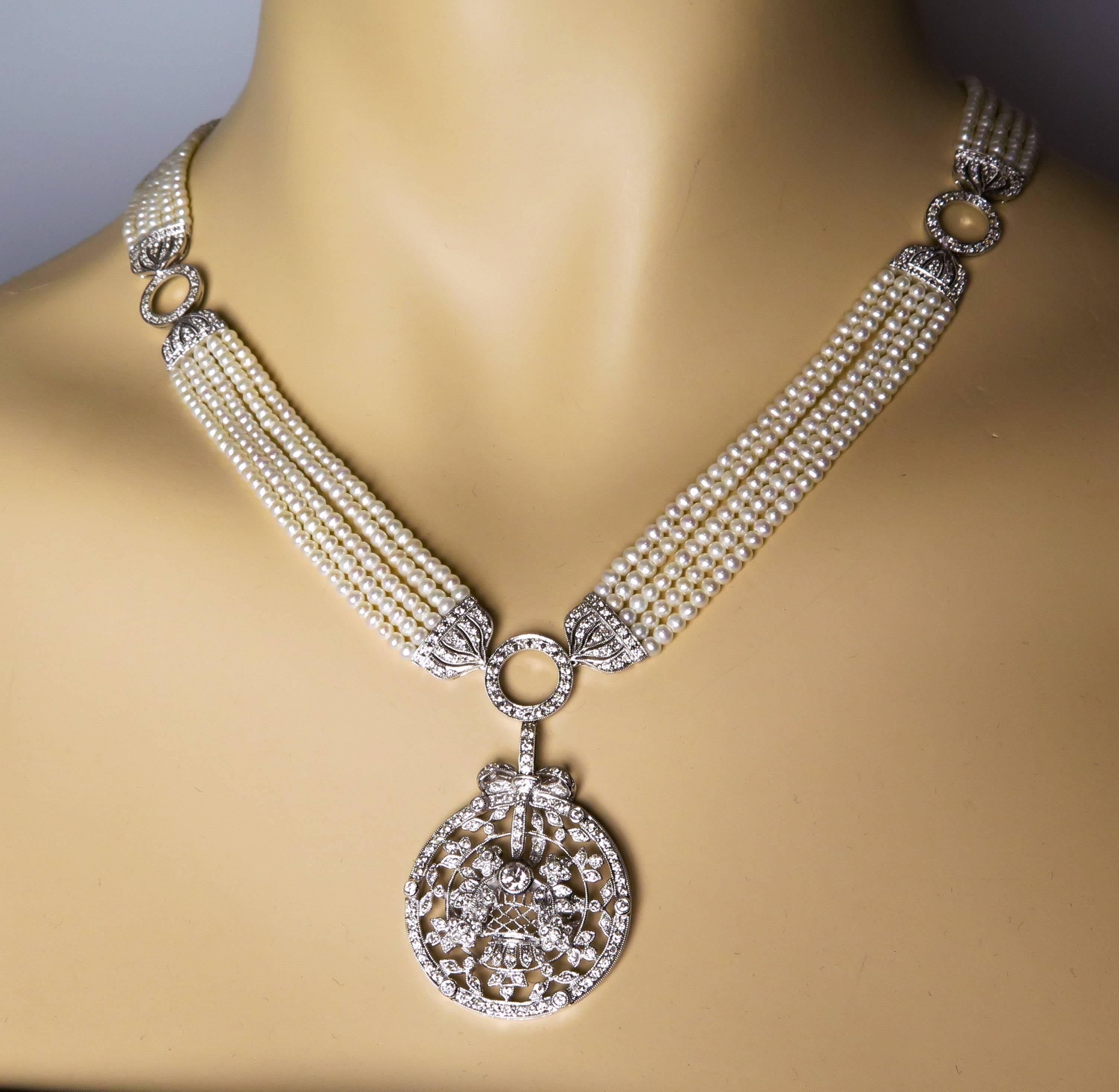 Pearls Necklace with filigree drop  3