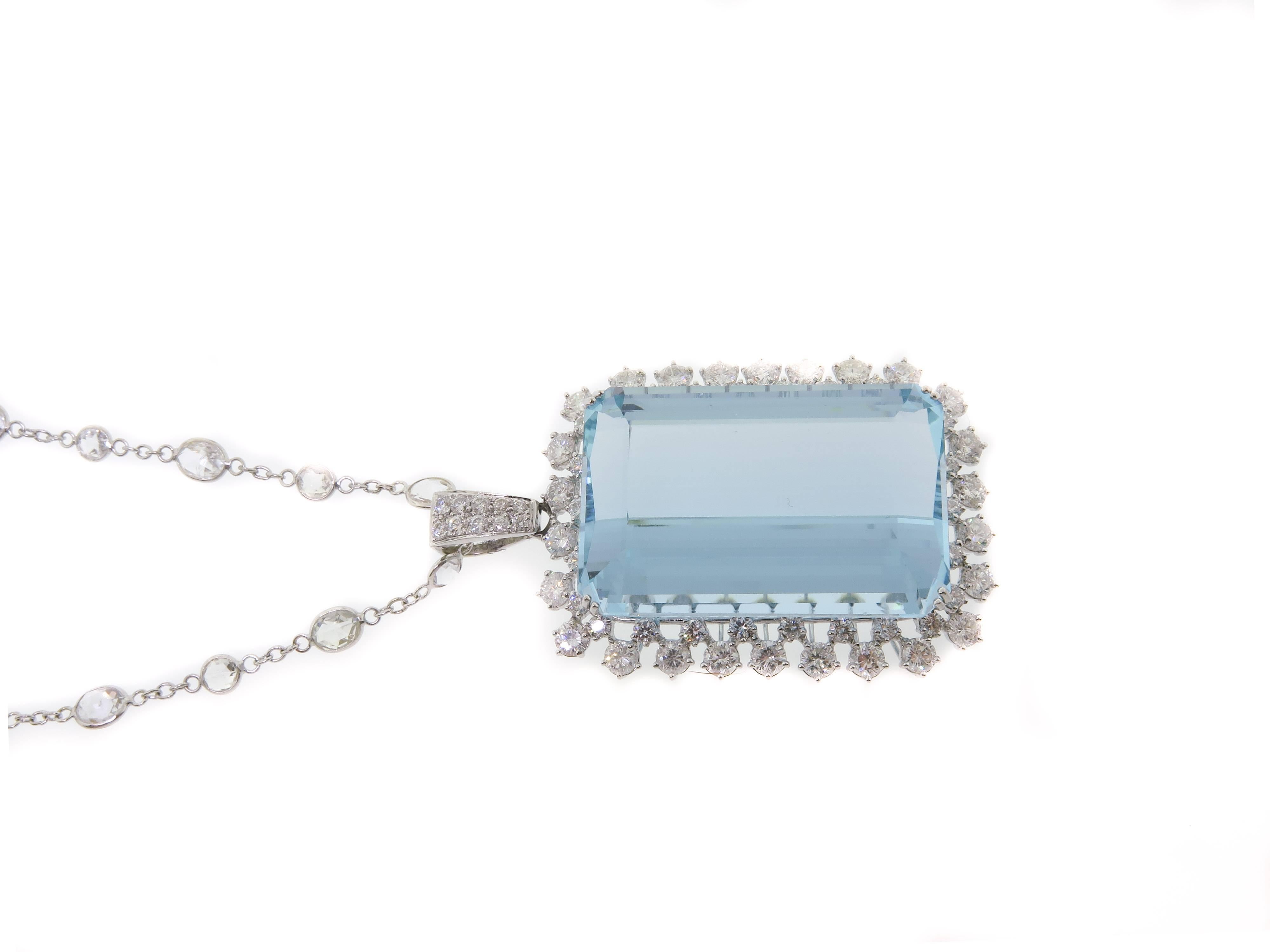  Aquamarine  Double strand Diamond Necklace In New Condition In Greenwich, CT