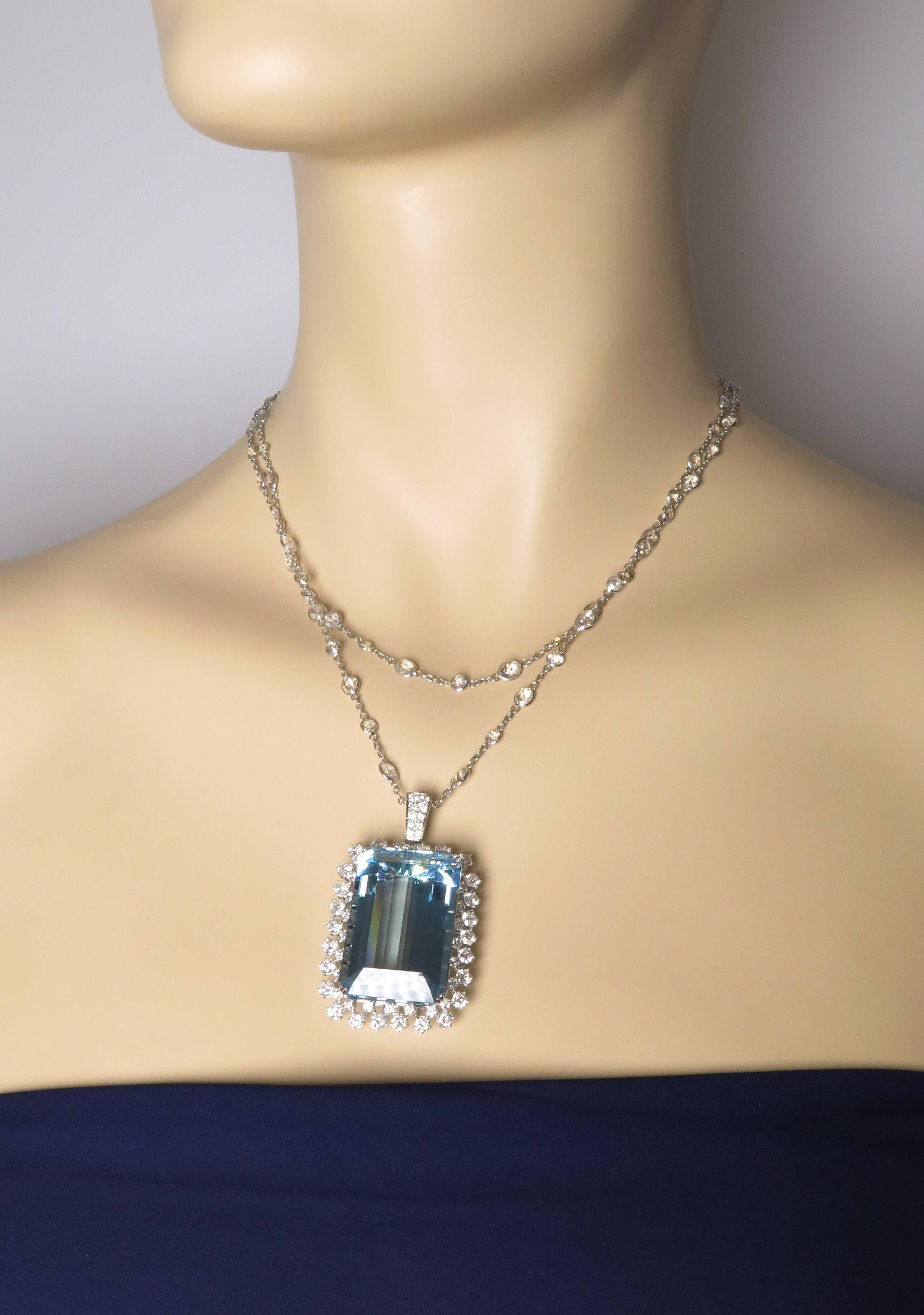  Aquamarine  Double strand Diamond Necklace 3
