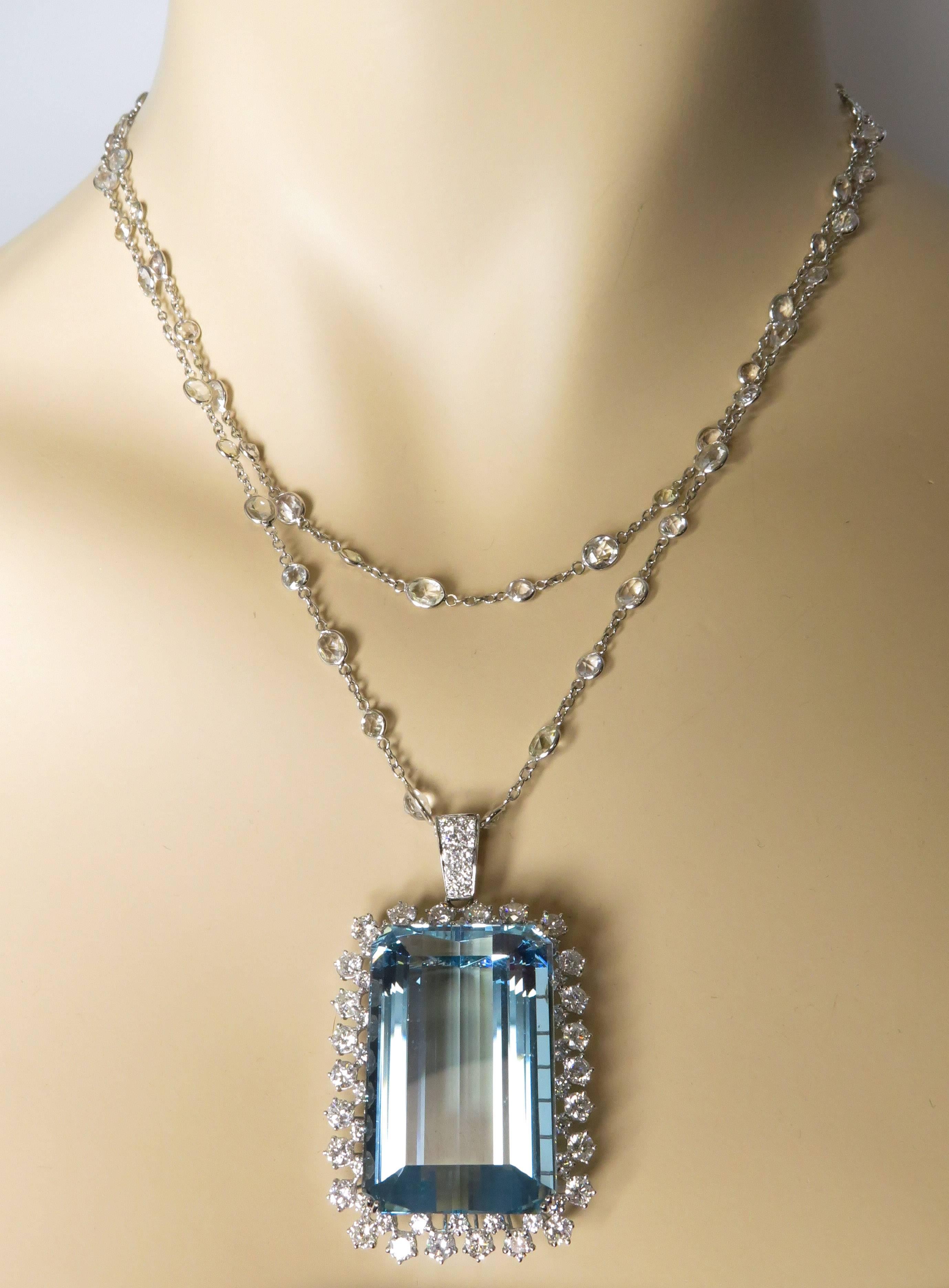  Aquamarine  Double strand Diamond Necklace 4