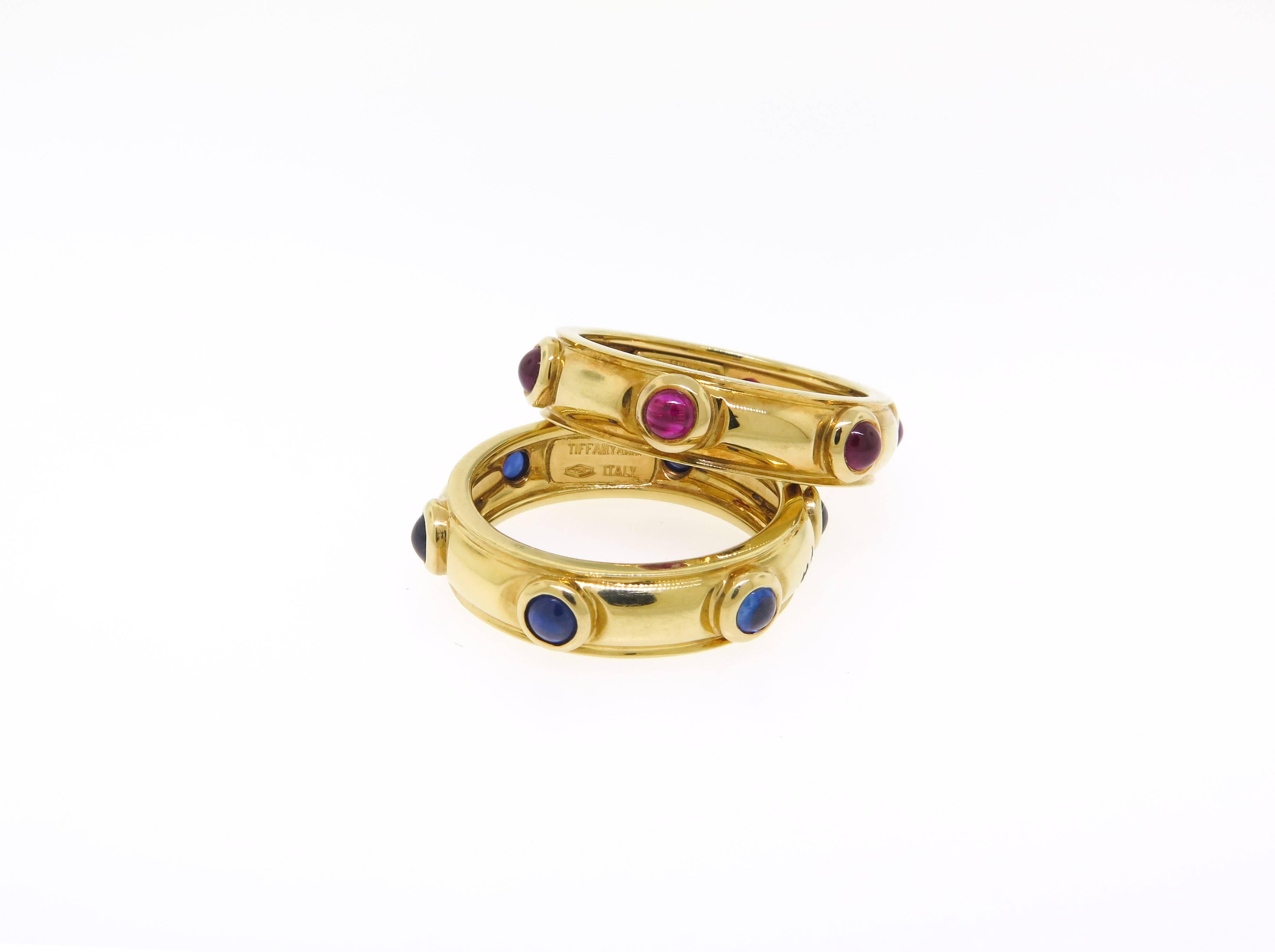 Tiffany & Co. Cabochon Ruby Gold Band  In Excellent Condition In Greenwich, CT