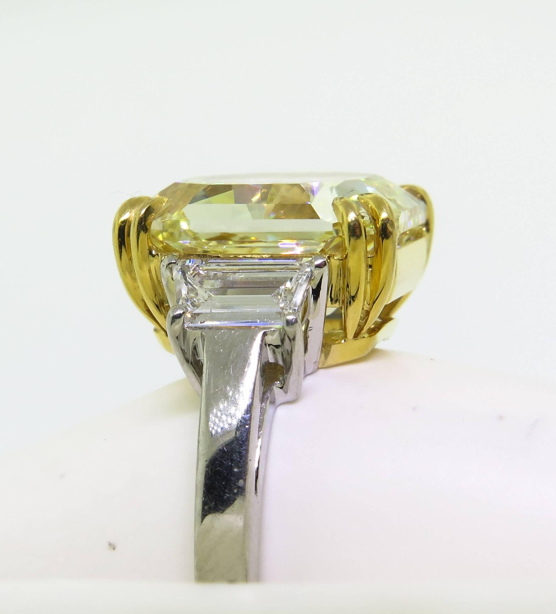 Manfredi Jewels 7.41 Carat GIA Radiant Cut Fancy Yellow Diamond Platinum Ring 3