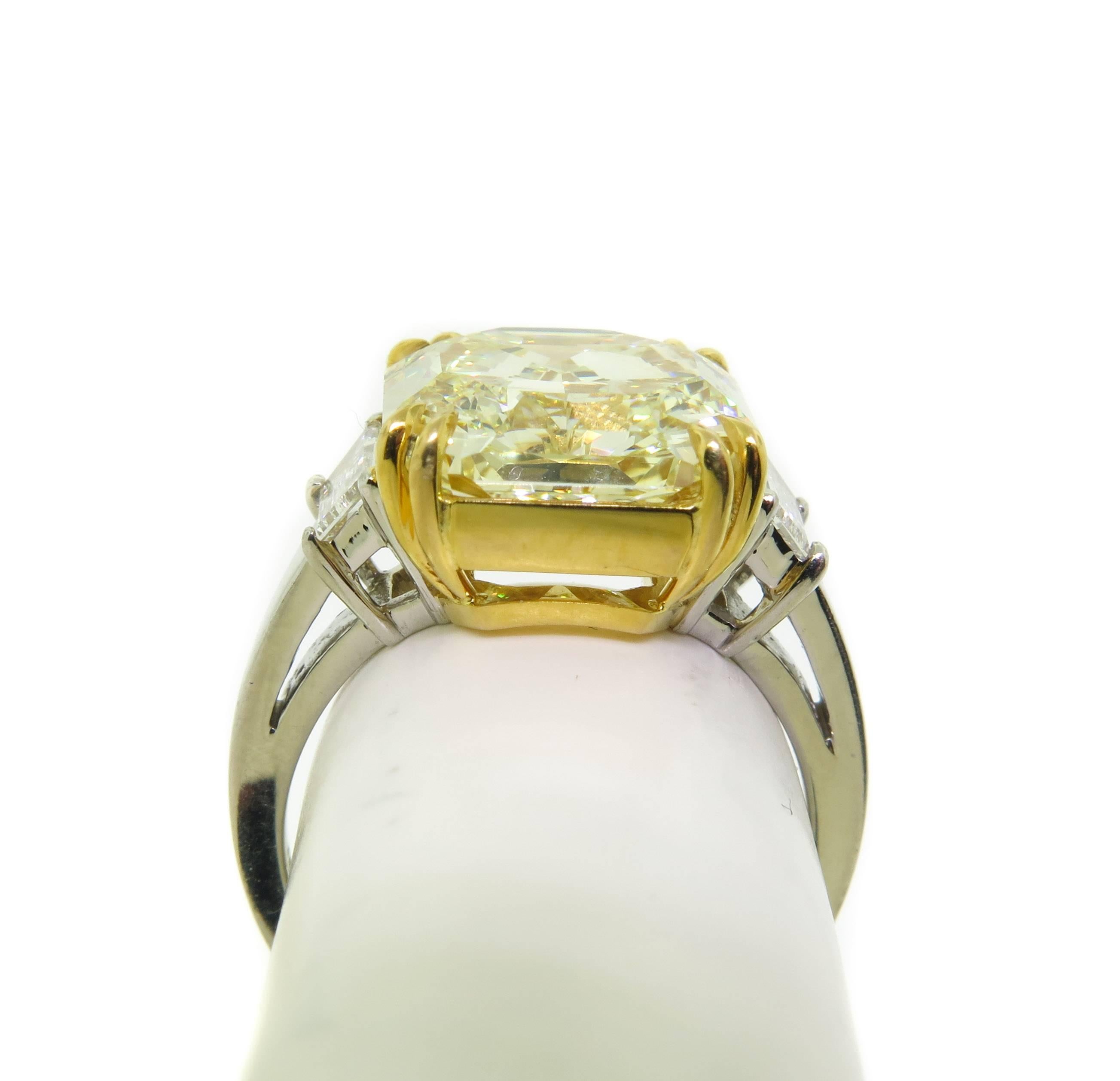 Manfredi Jewels 7.41 Carat GIA Radiant Cut Fancy Yellow Diamond Platinum Ring 4
