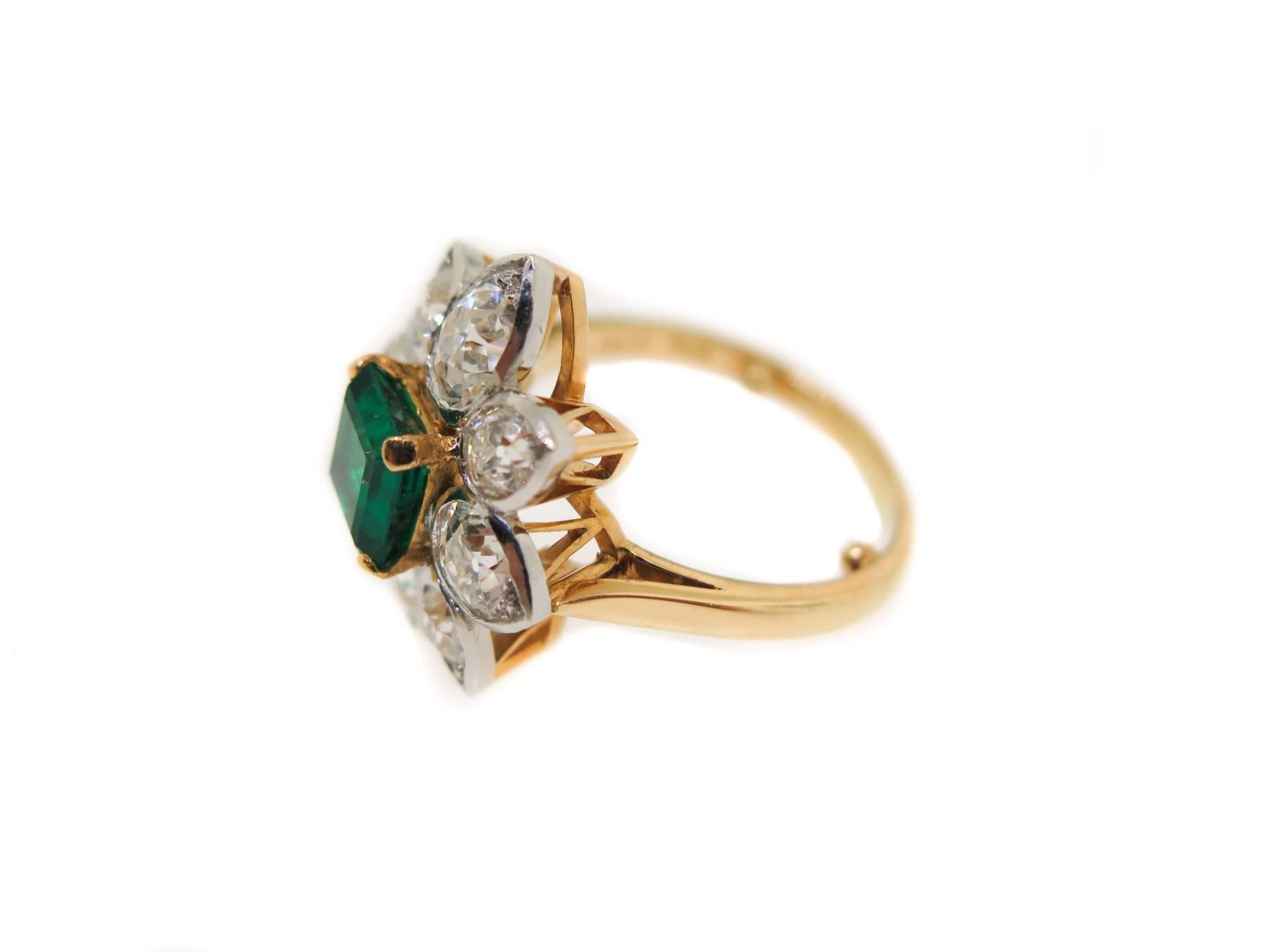 Artist Emerald Diamond Gold Platinum Ring