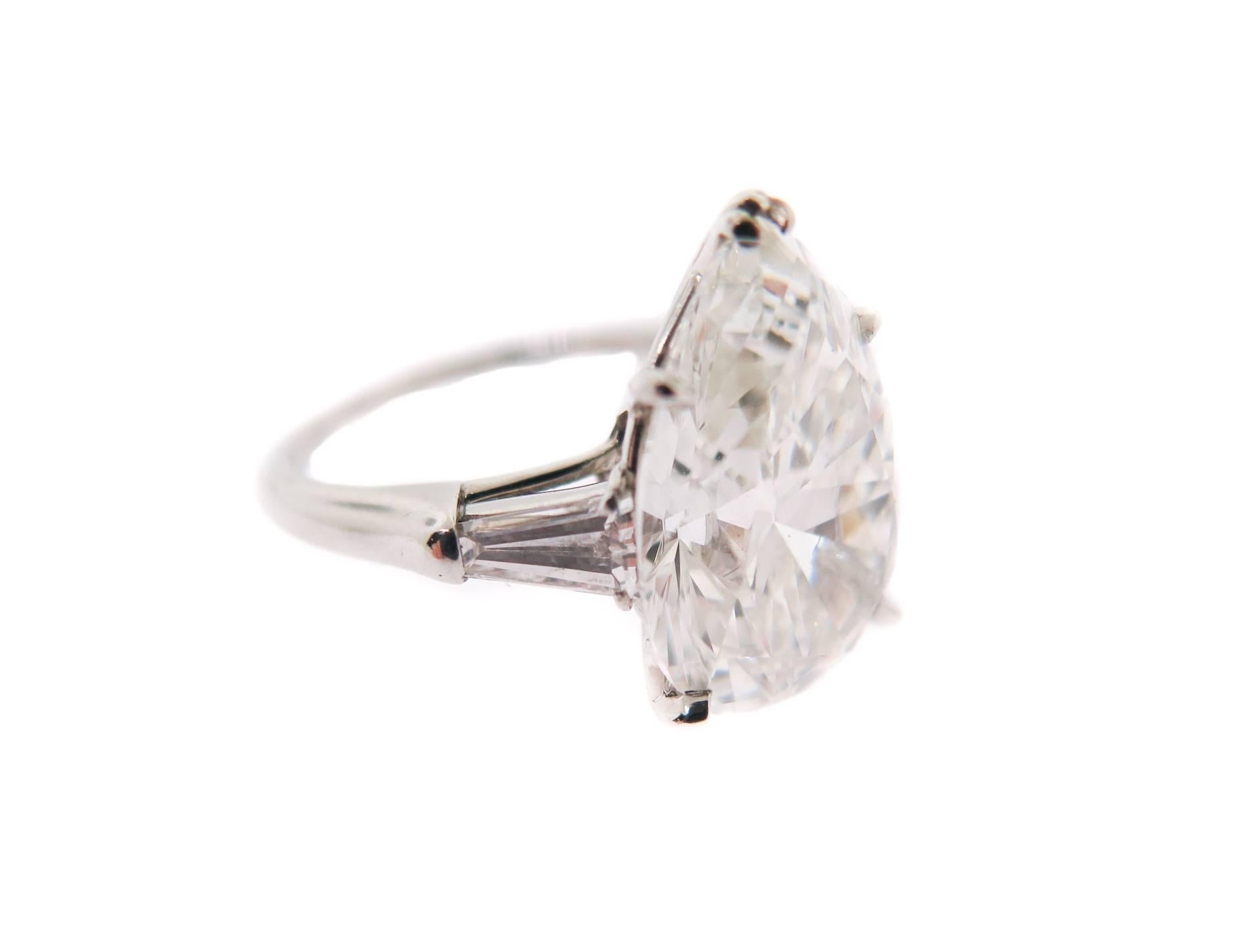 Harry Winston 6::83 Karat Birnenförmiger Diamant Platin Verlobungsring (Moderne)