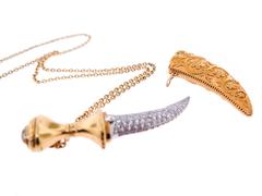 Carrera y Carrera Diamond encrusted Dagger and Sheath Gold Pendant