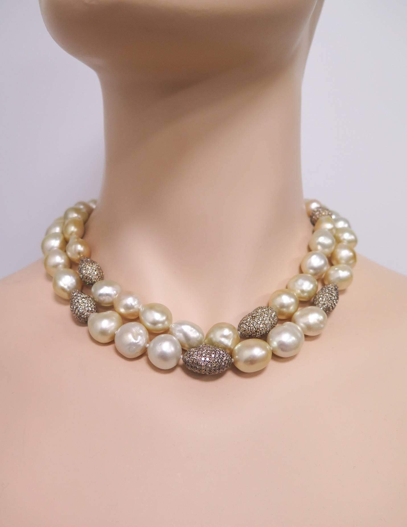 Golden Baroque South Sea Pearl Necklace at 1stDibs