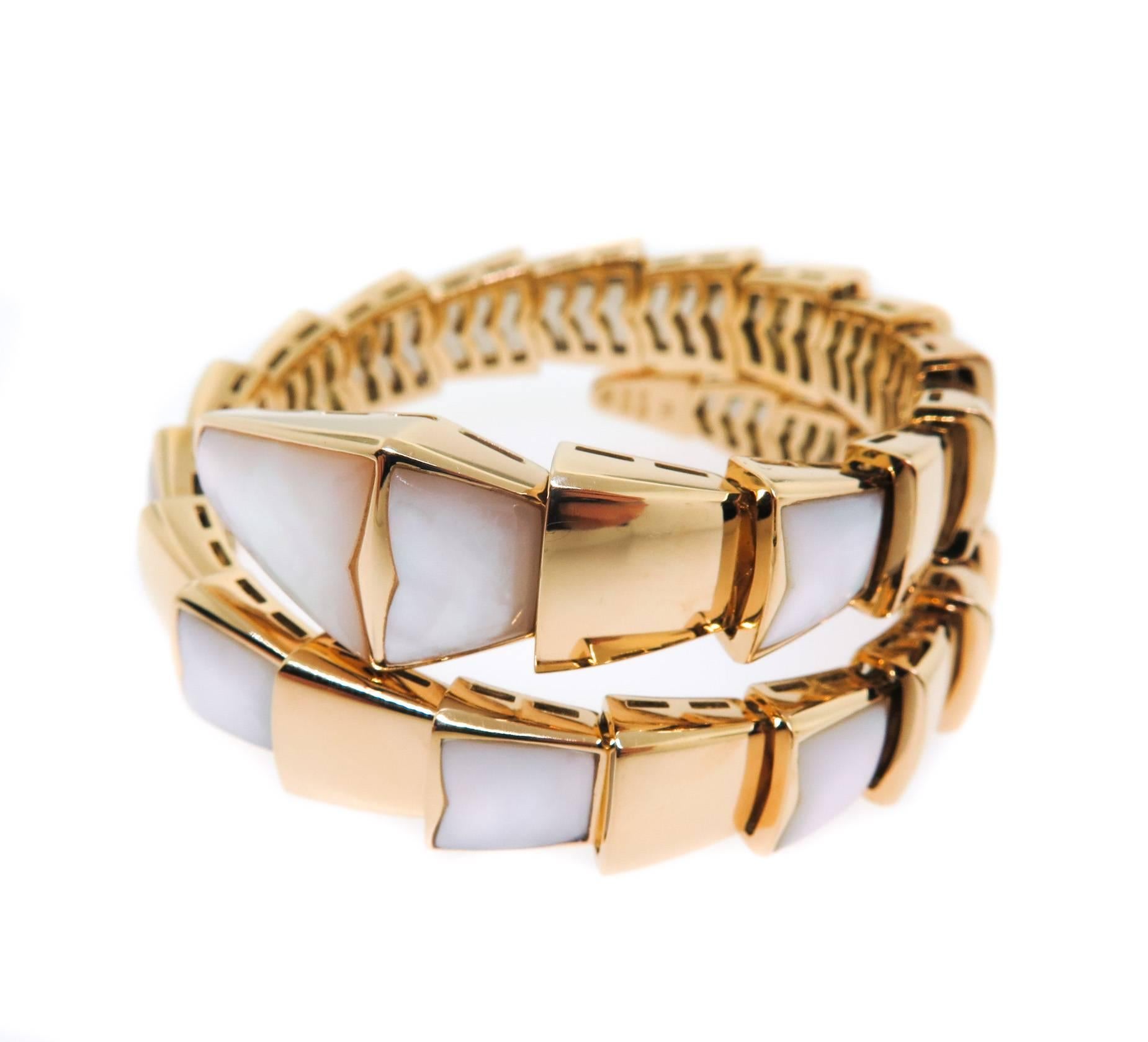 Bulgari ladies Mother of Pearl Yellow Gold Serpenti Bracelet 1