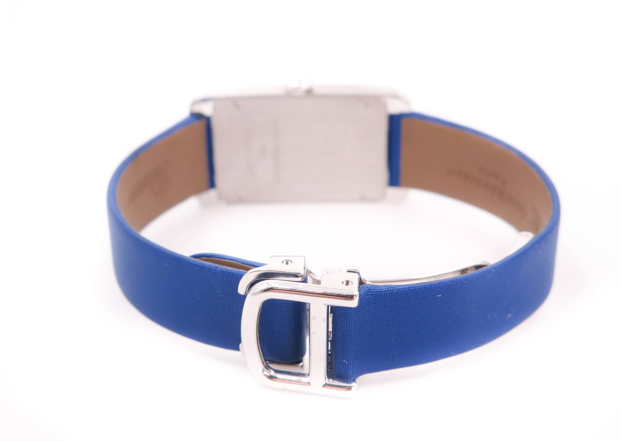 Modern Cartier Ladies White Gold Tank Americaine quartz Wristwatch