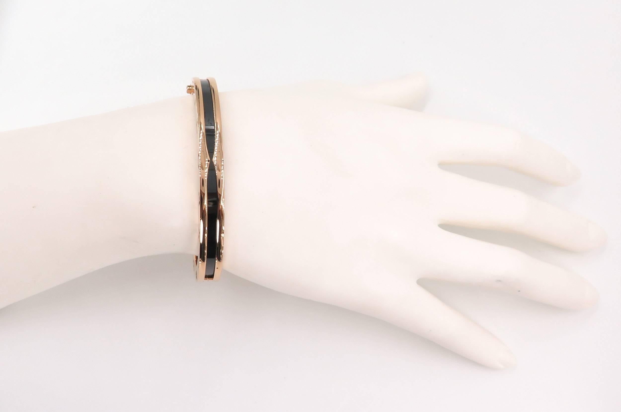 Women's Rose Gold Black Ceramic Bangle Bracelet