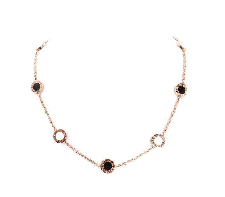 Rose Gold Mother of Pearl and Onyx Necklace by Bulgari at 1stDibs