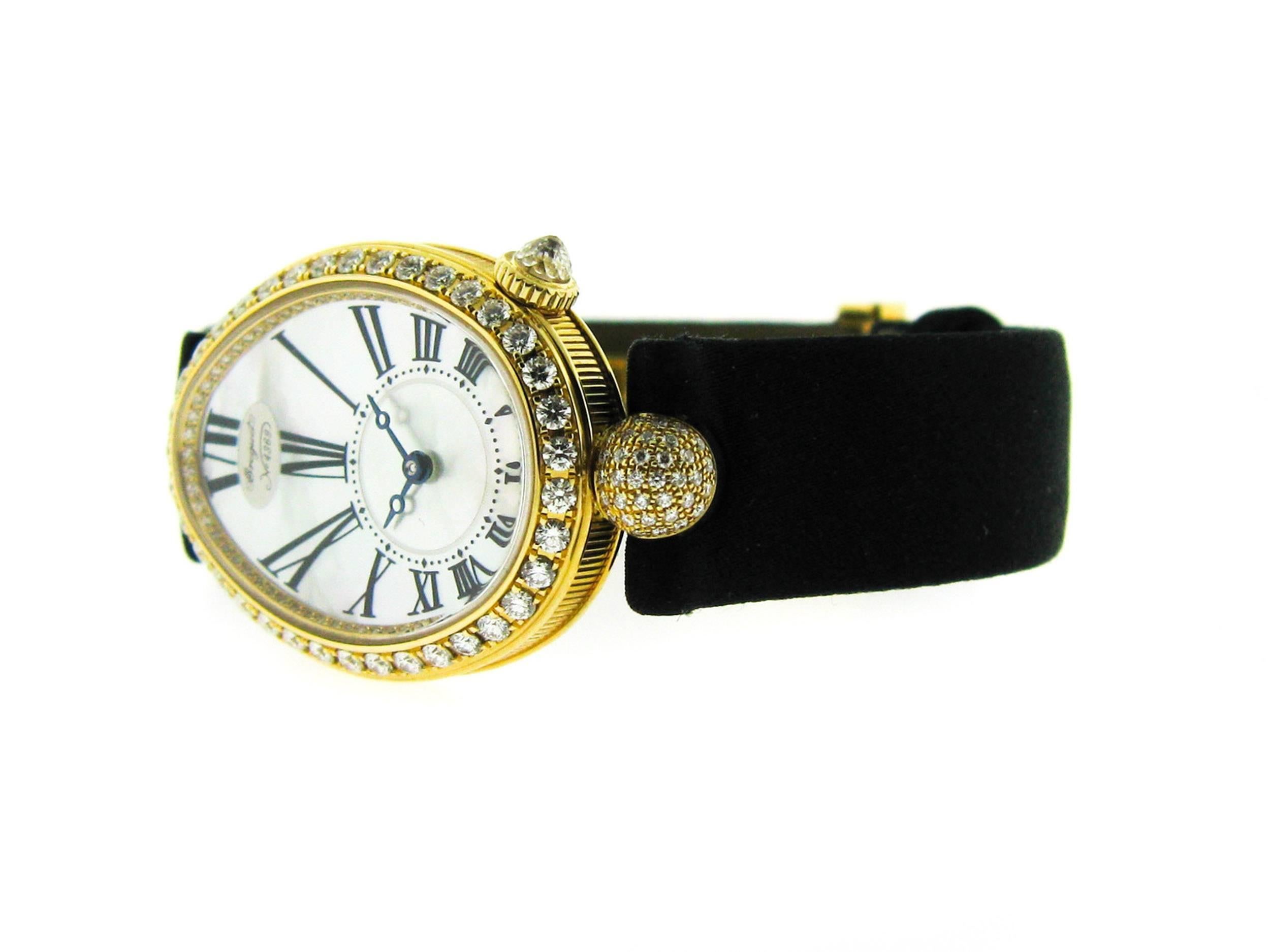 Breguet's Reine de Naples collection is inspired by an early bracelet watch L. Breguet created for Bonaparte's sister Caroline, Queen of Naples. With their customary care and precision, Breguet's watchmakers have created a symbol of feminine
