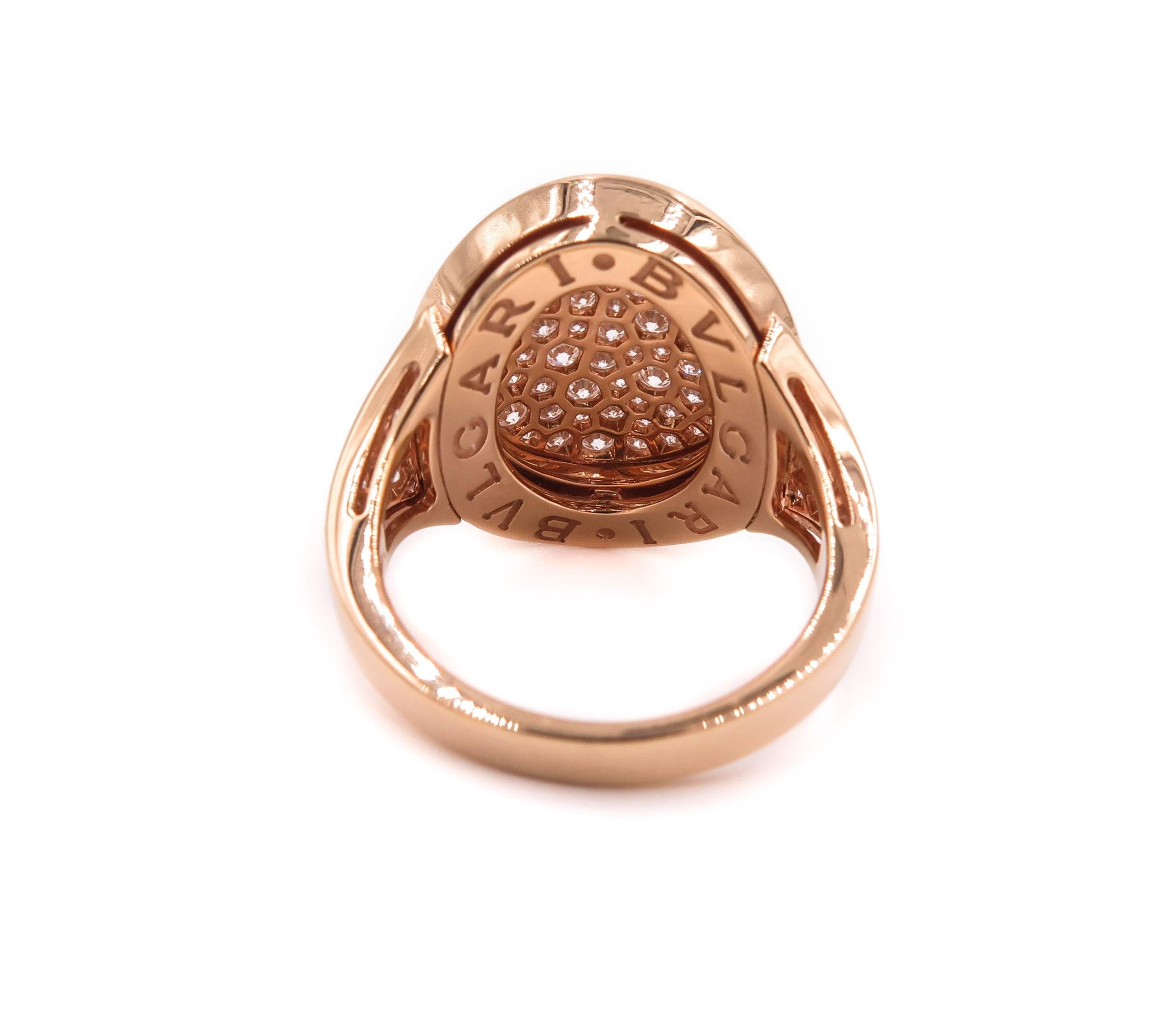 Bulgari White Gold Rose Gold Diamond Pave Ring In New Condition In Greenwich, CT