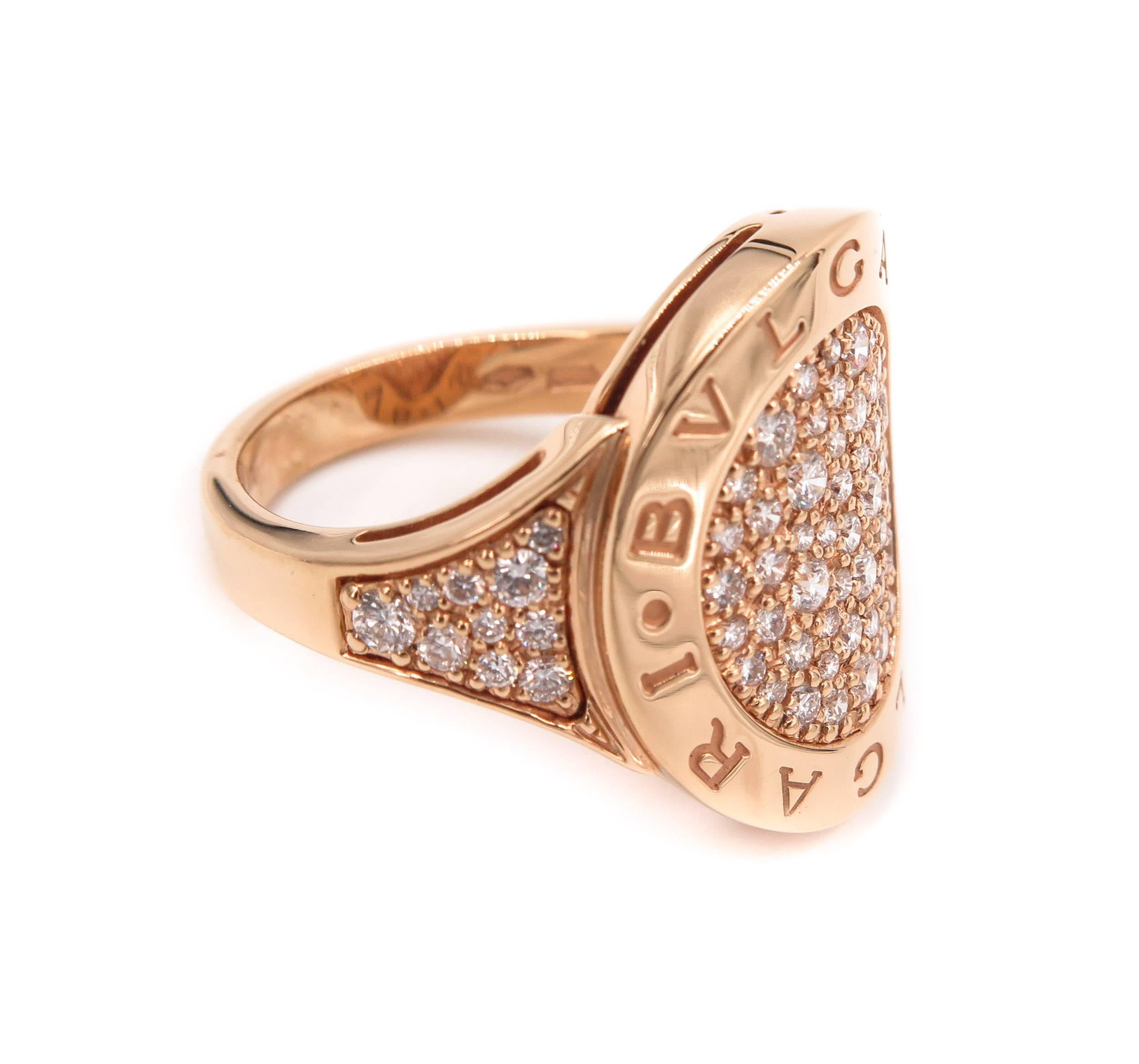 Artist Bulgari White Gold Rose Gold Diamond Pave Ring