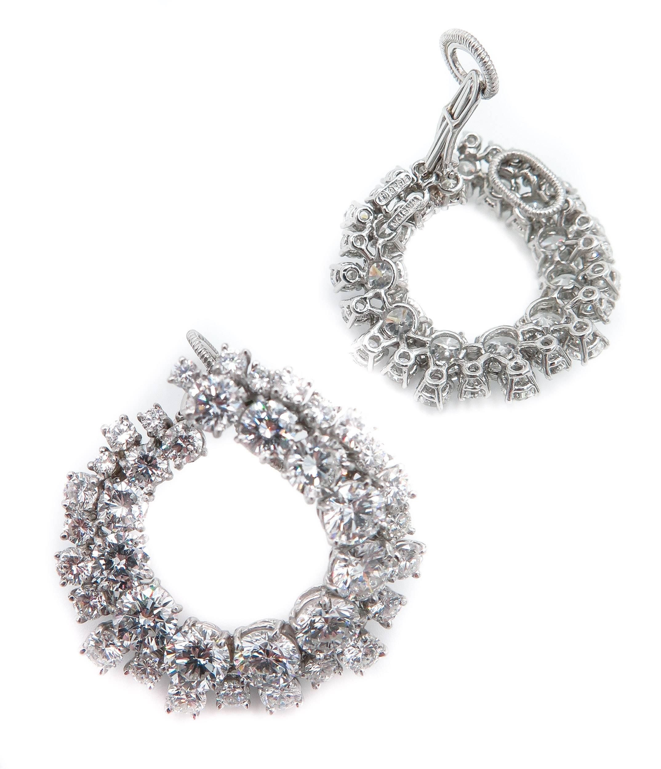 Harry Winston Diamond Platinum Spiral Earrings In New Condition In Greenwich, CT