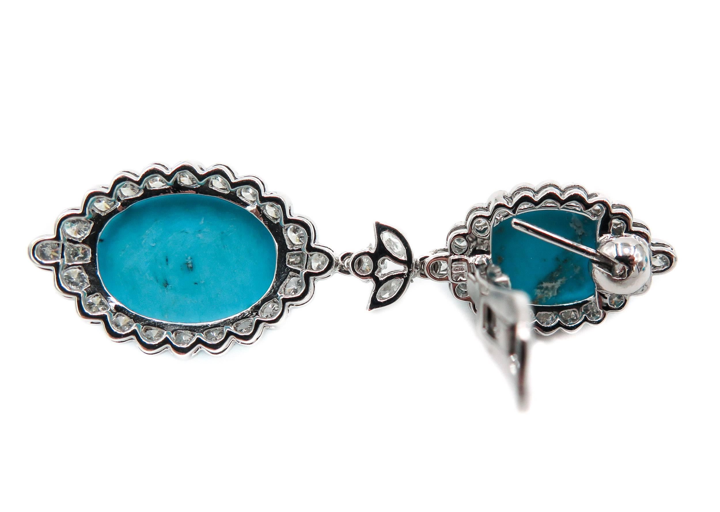 Turquoise Gold Drop Earrings In New Condition In Greenwich, CT