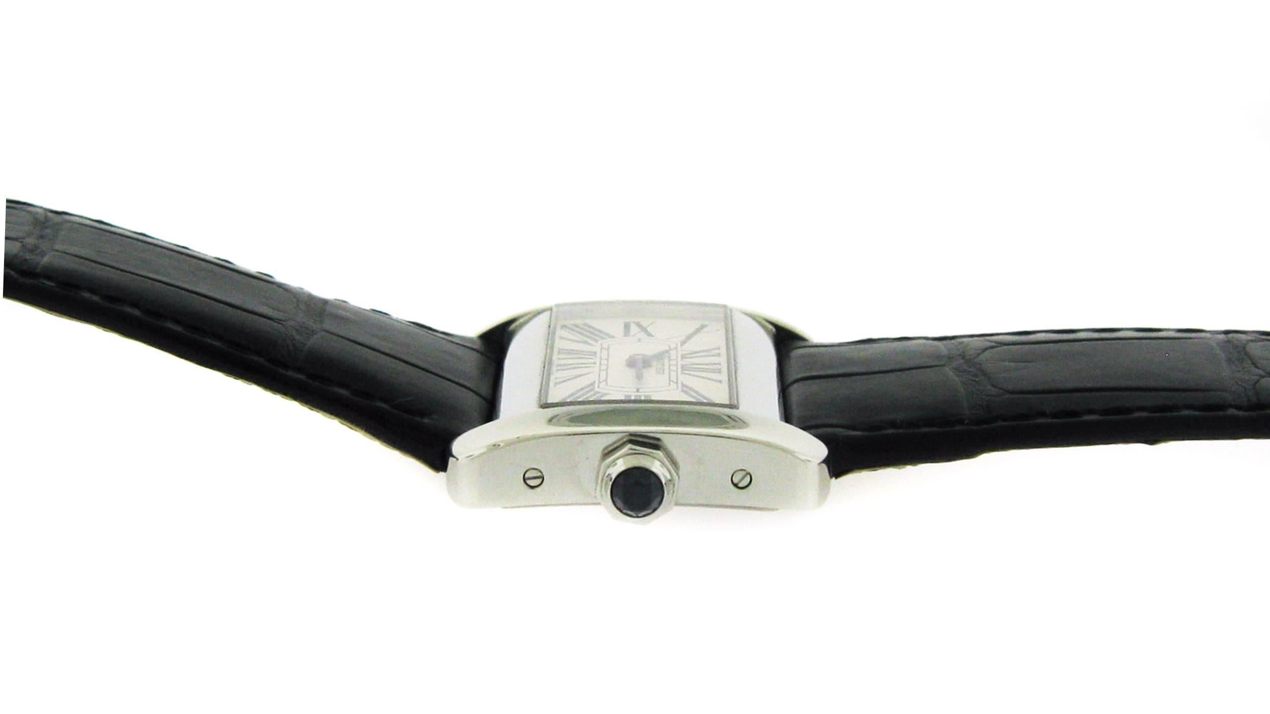 Women's or Men's Cartier Stainless Steel Tank Divan Quartz Wristwatch