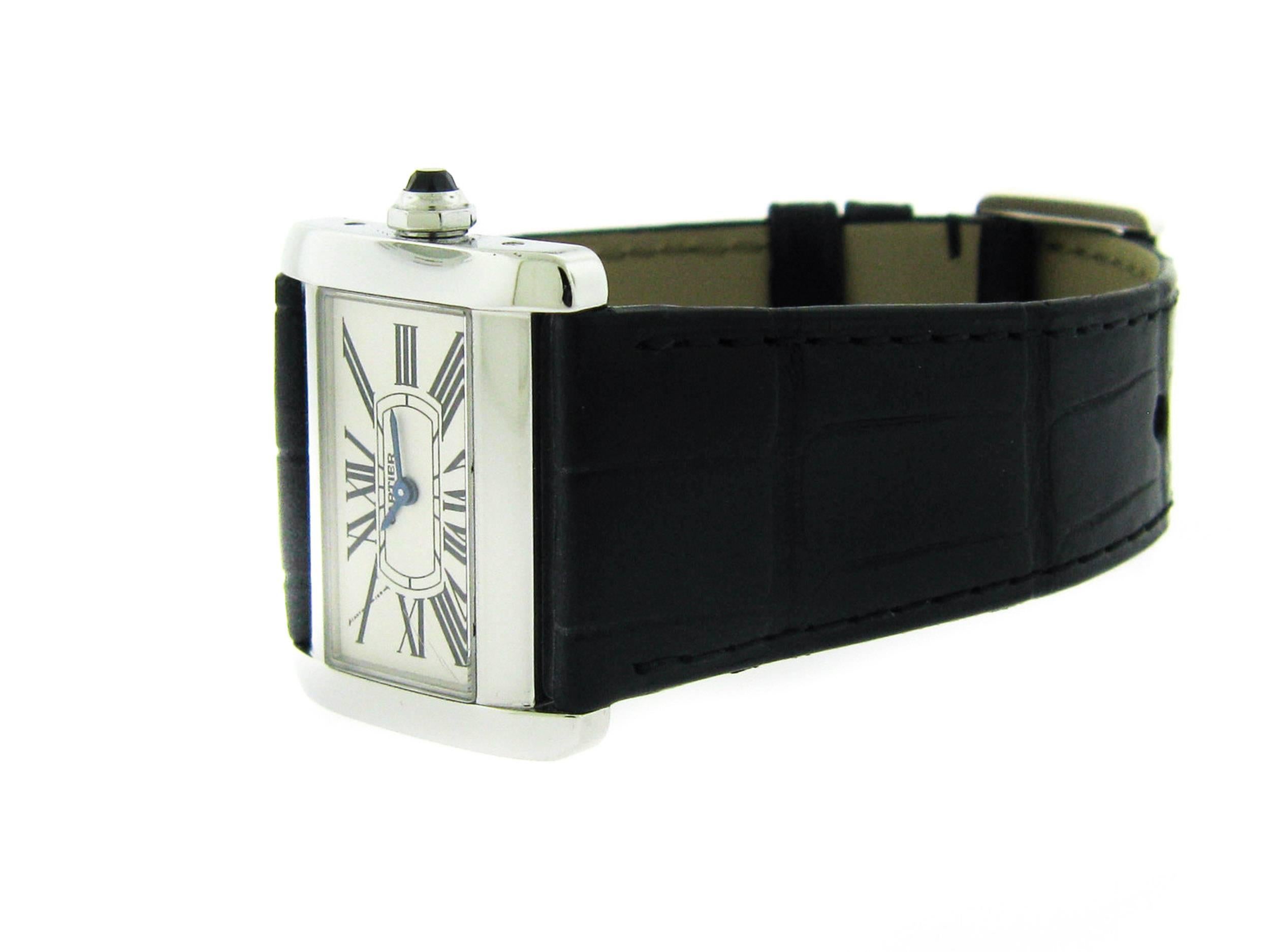 Cartier Stainless Steel Tank Divan Quartz Wristwatch In Excellent Condition In Greenwich, CT