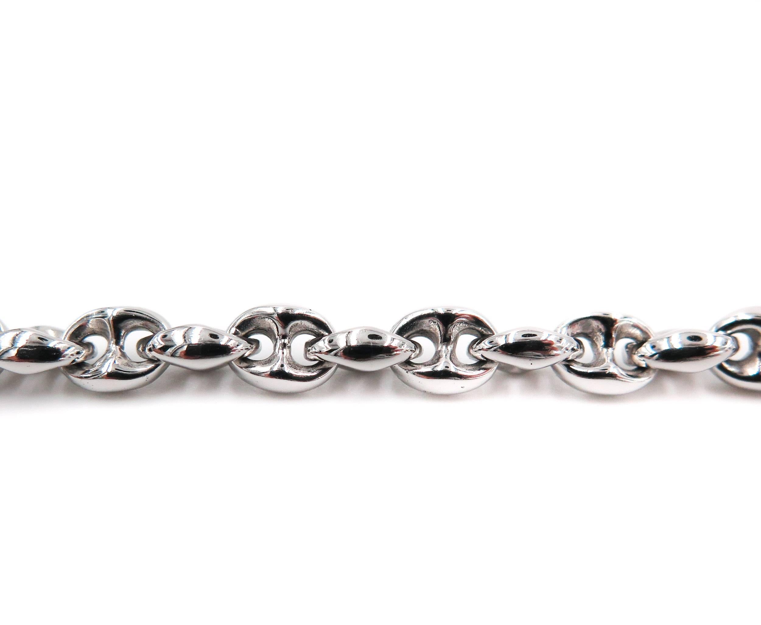 White Gold Marine Link Bracelet In New Condition In Greenwich, CT