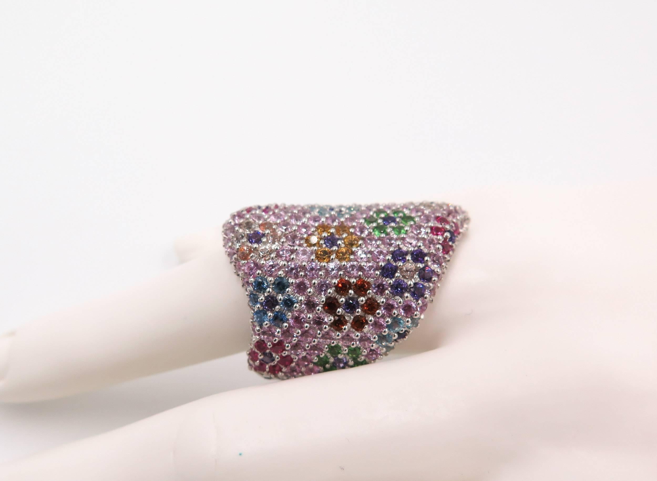 Multicolor Sapphire Floral Ring 2