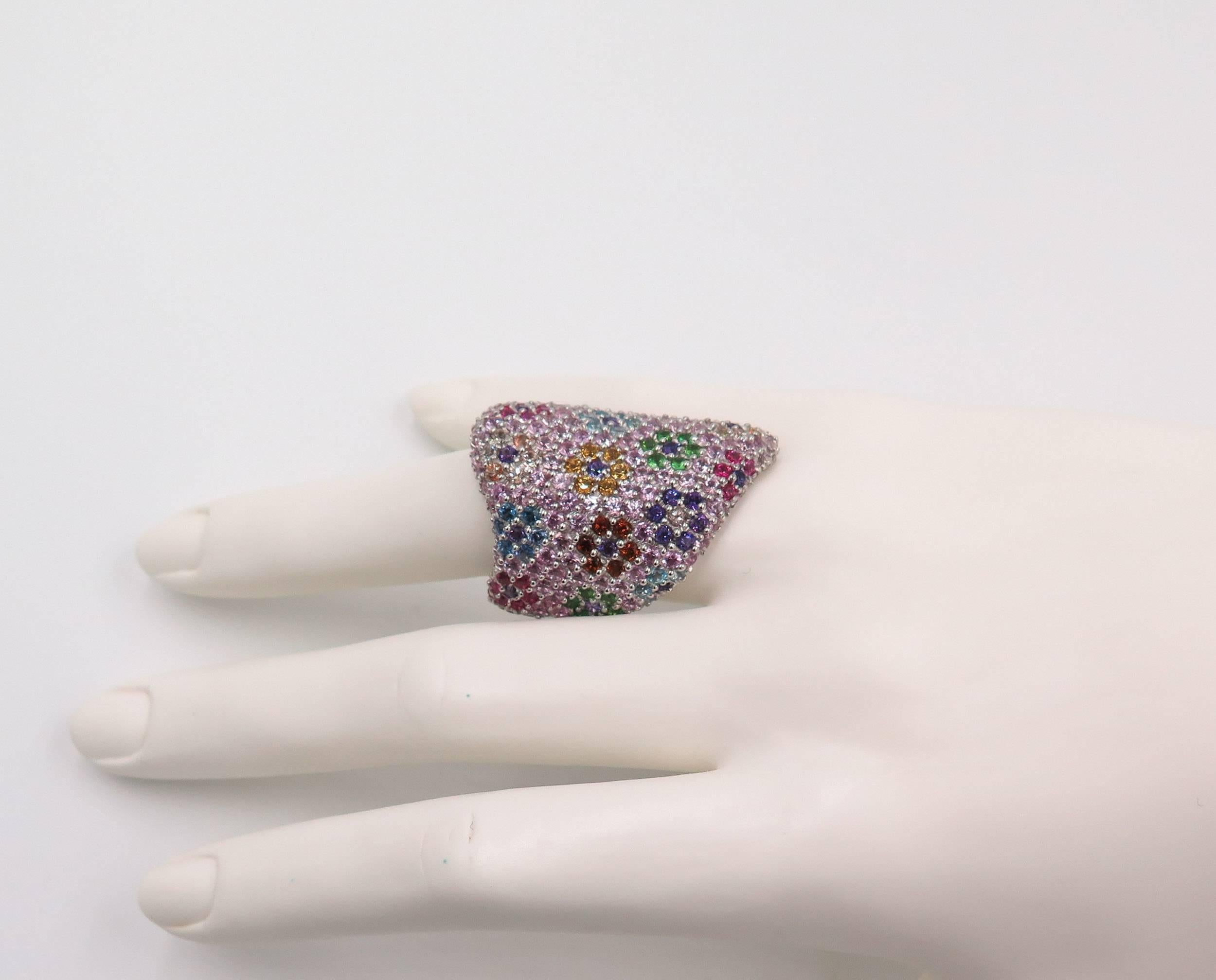 Multicolor Sapphire Floral Ring 1