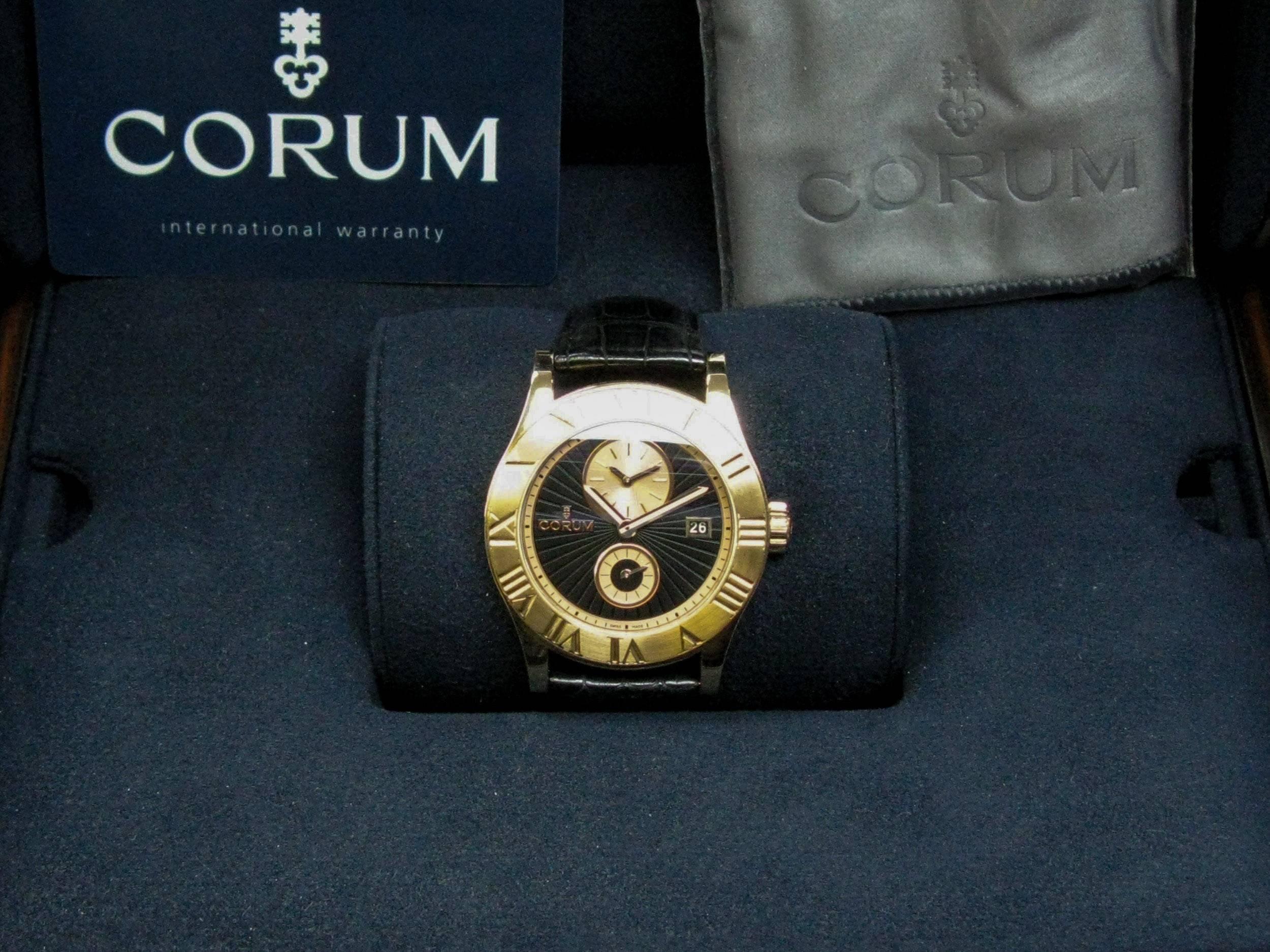 Corum Rose Gold Romulus Dual Time self-winding Wristwatch In New Condition In Greenwich, CT
