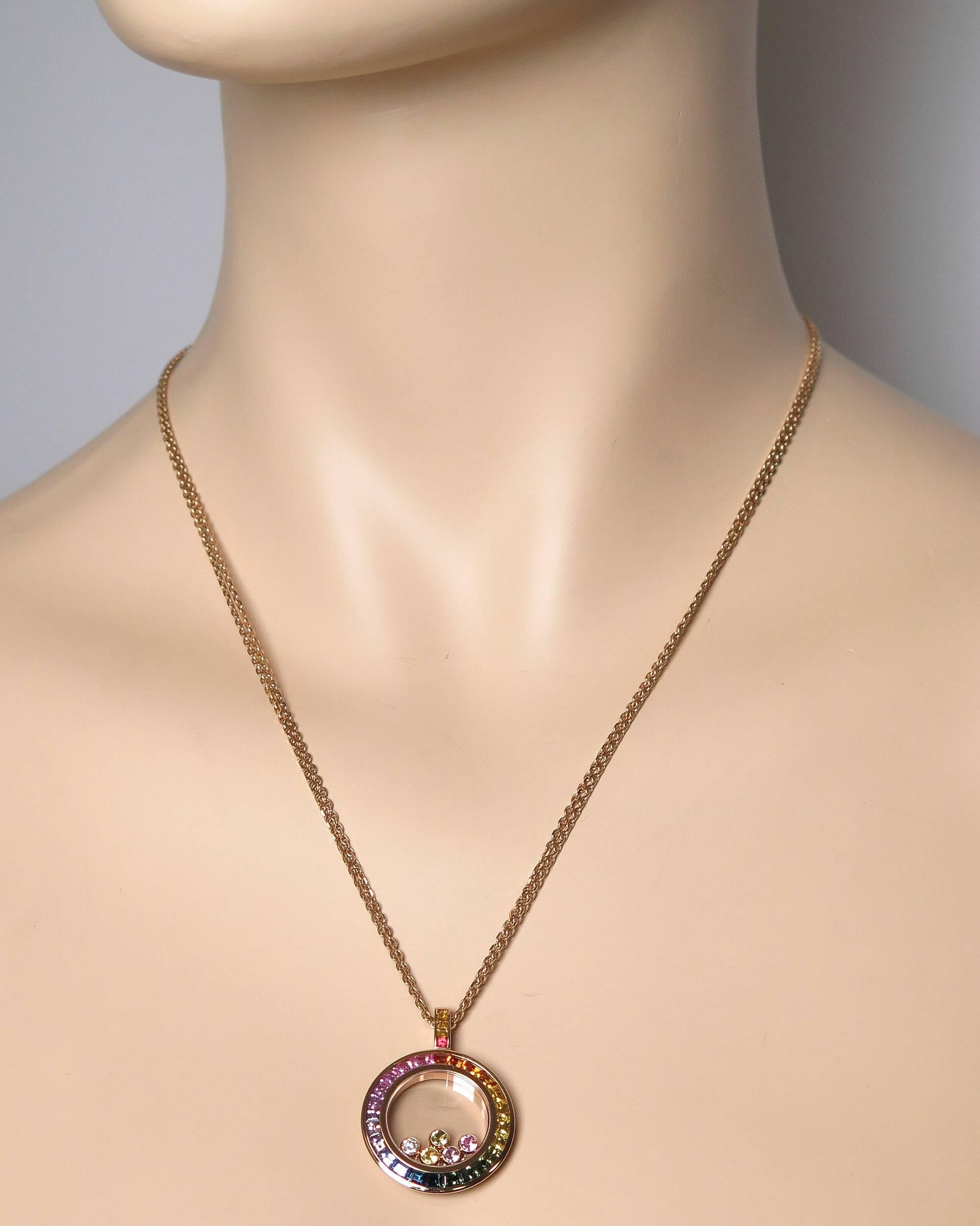 Modern Chopard Rainbow Happy Diamond Rose Gold Pendant