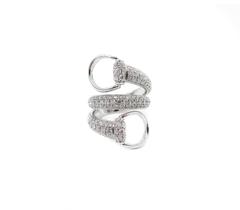 Gucci Double Coil Horsebit Diamond White Gold Ring