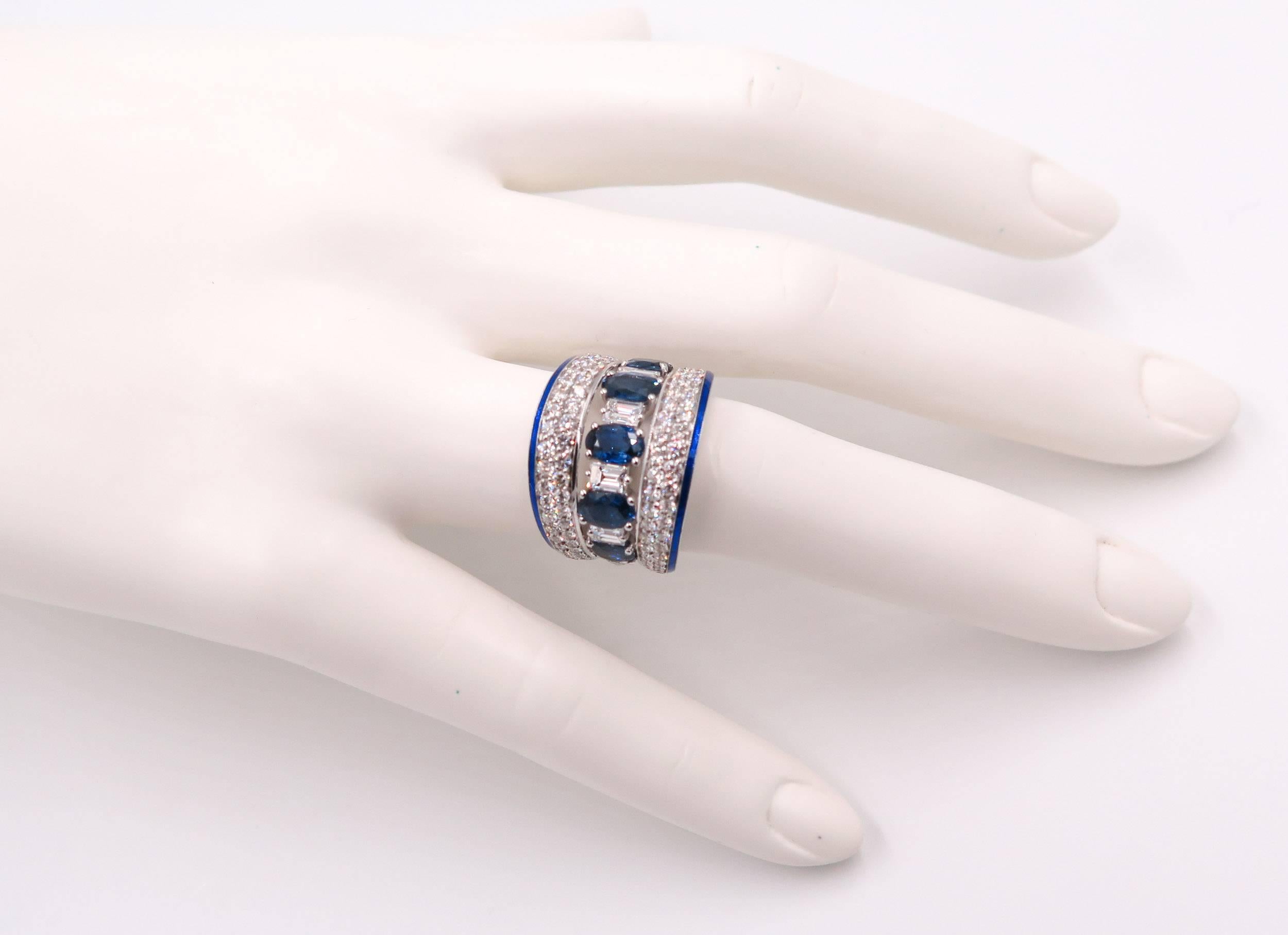 Women's Sapphire Diamond Wide Band ring
