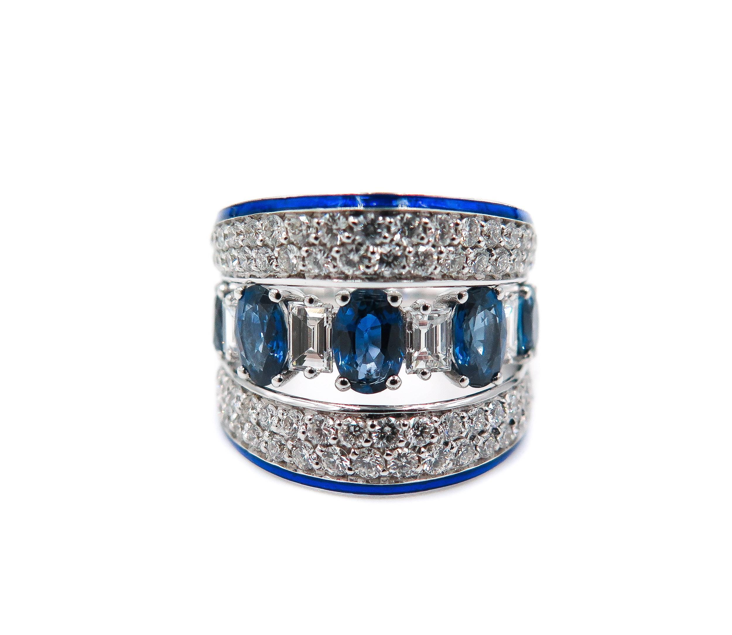 wide band sapphire and diamond ring