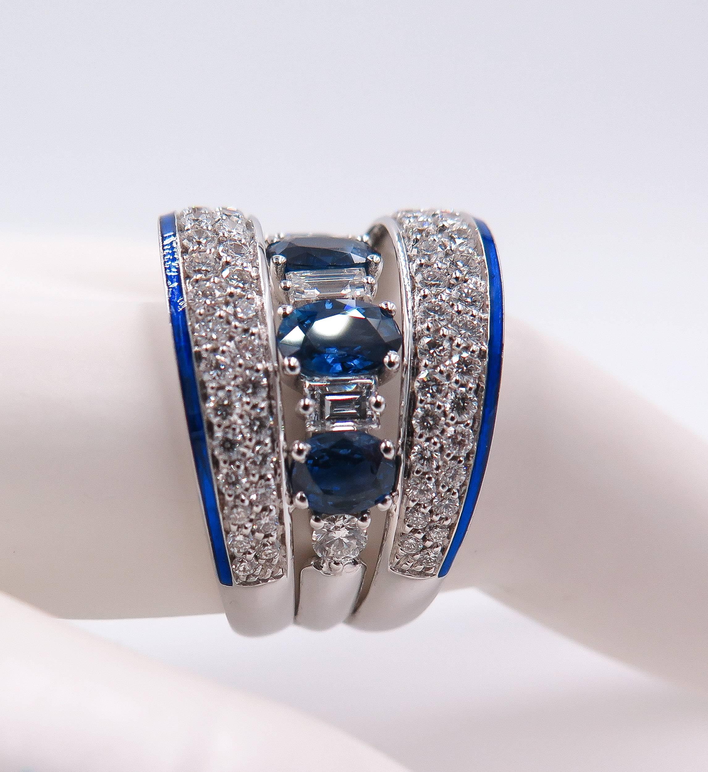 Sapphire Diamond Wide Band ring 2