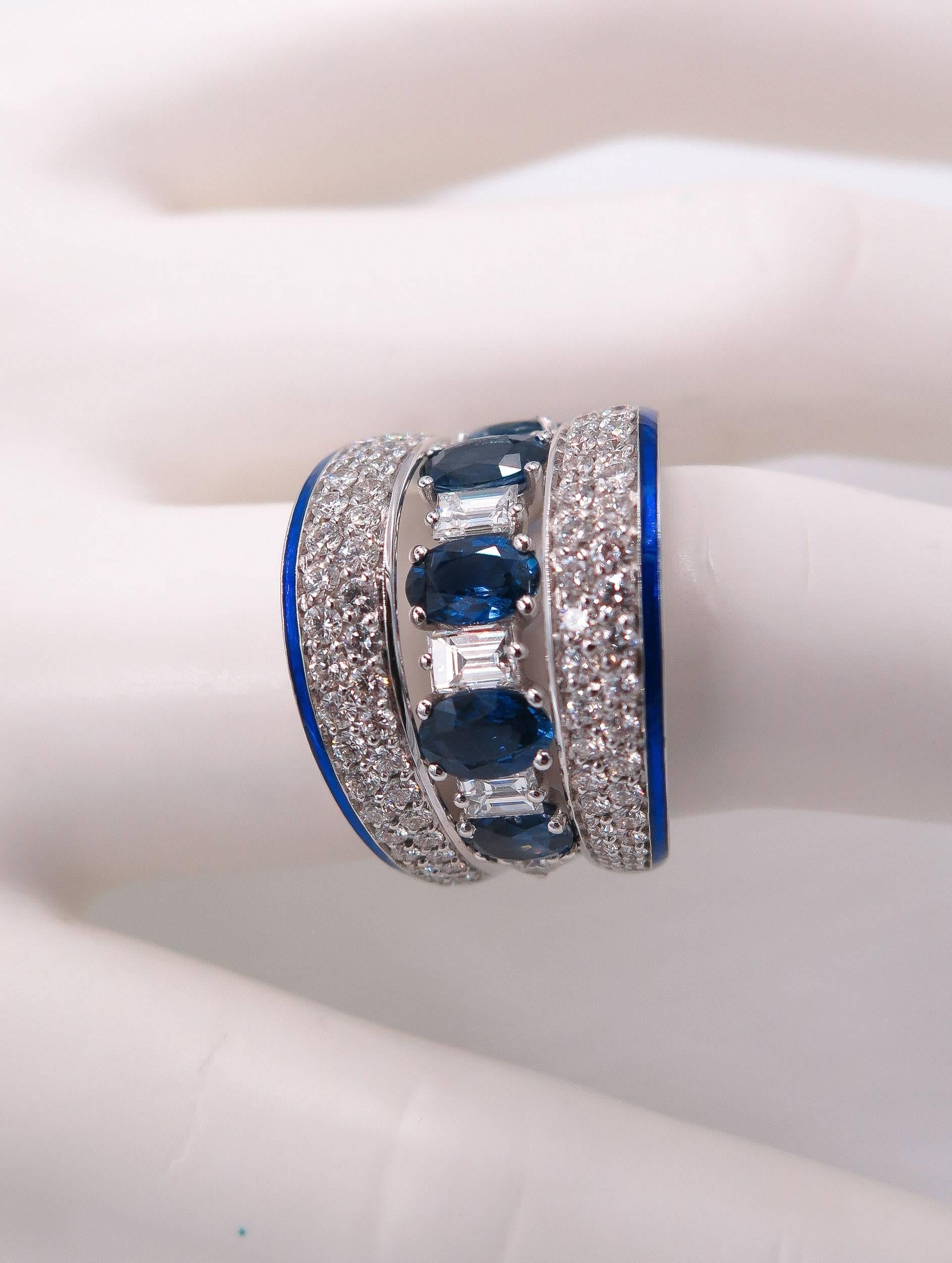 Sapphire Diamond Wide Band ring 1
