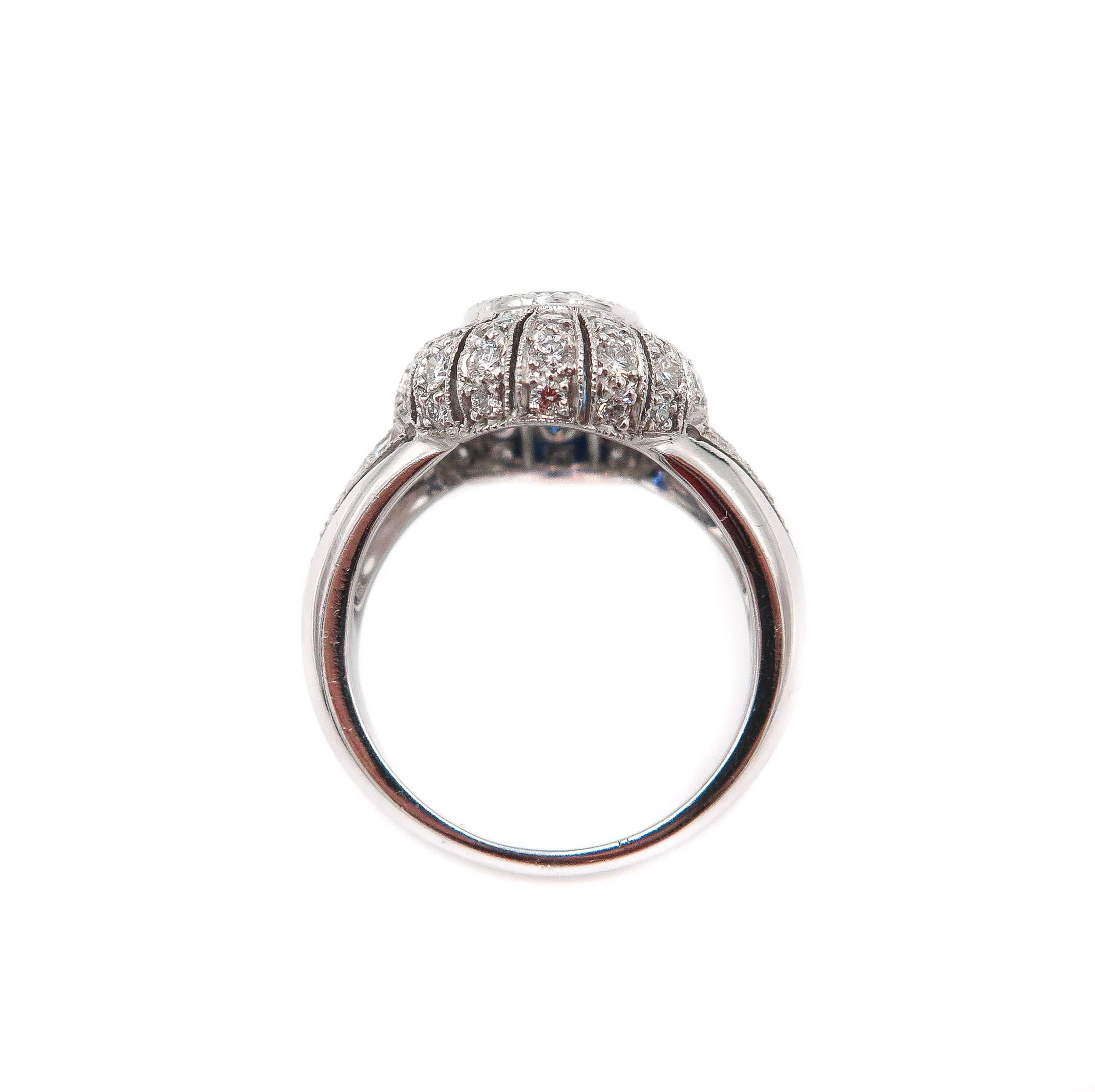 Artist Oval Sapphire Diamond Platinum Ring