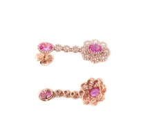 Pink Sapphire and Diamonds Rose Gold Drop Earrings