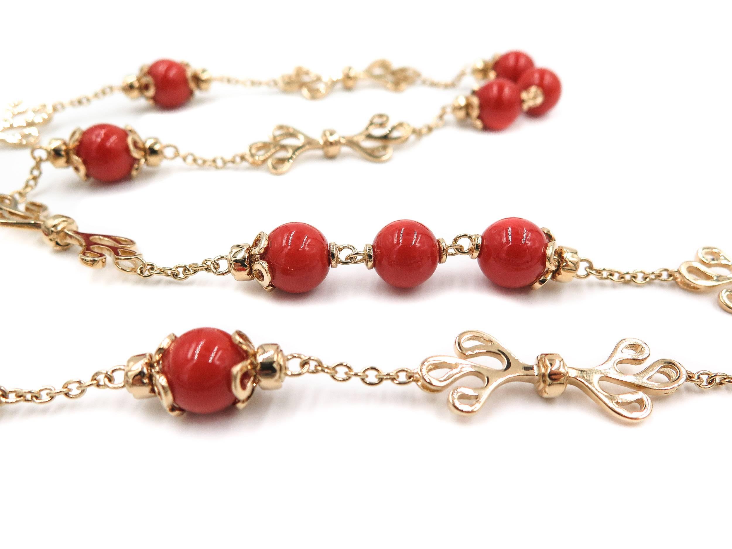 Artist Gold and Coral Endless Necklace