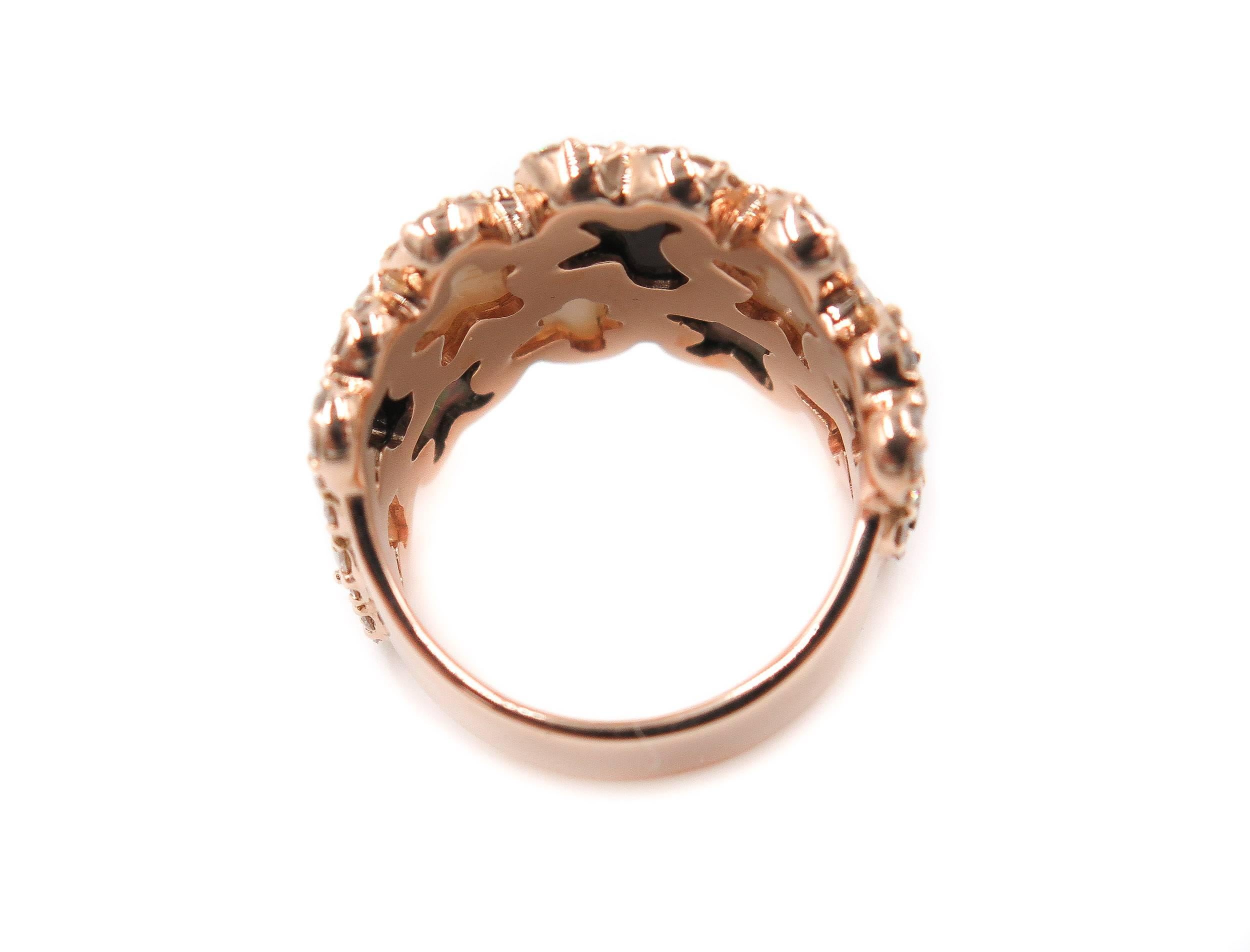 Rose Gold Mother-of-Pearl Wide Band In New Condition In Greenwich, CT