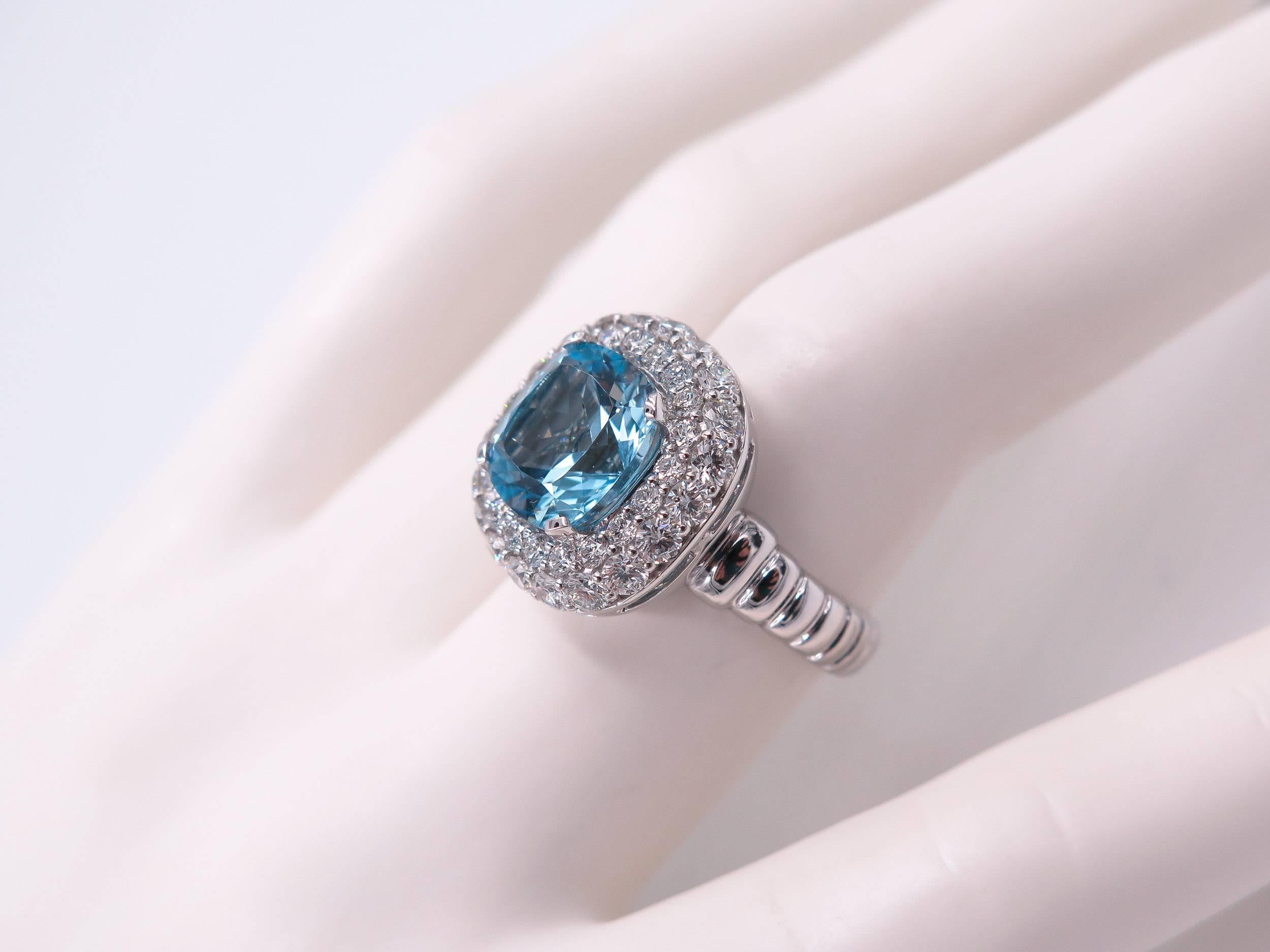 Blue Topaz Diamond White Gold Ring 4