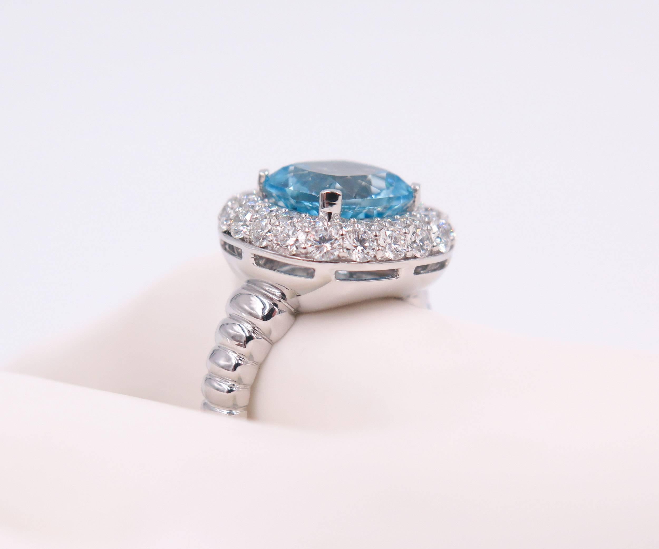 Blue Topaz Diamond White Gold Ring 5
