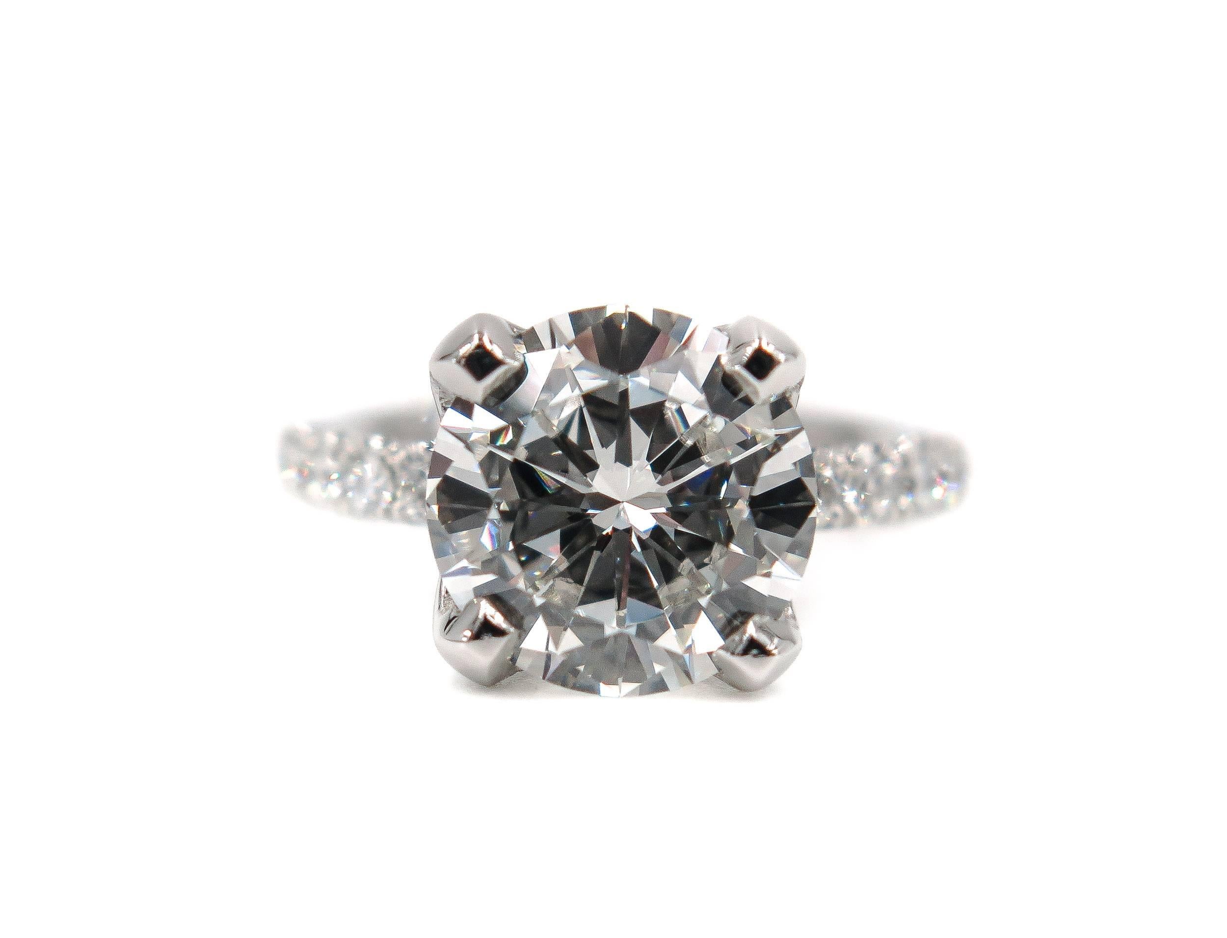 Modern GIA Certified 4.07 Carat Round Diamond Engagement Ring