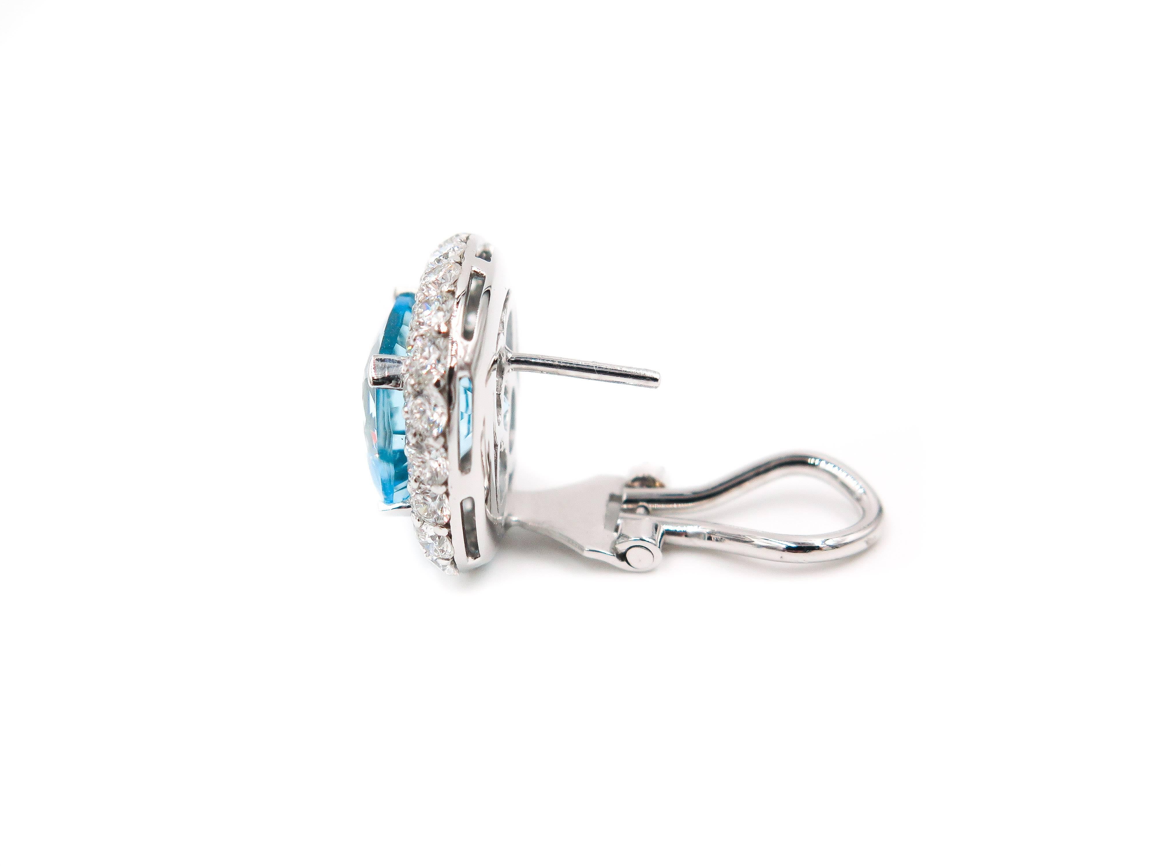 Modern Blue Topaz and Diamond Earrings